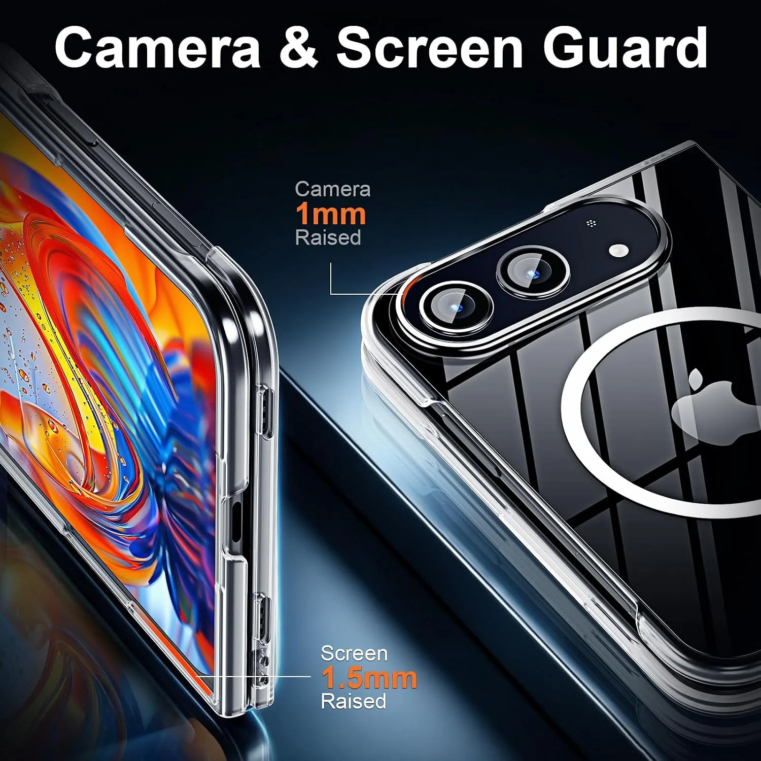 Magnetic Slim Designed for iPhone Duo Case[Compatible with MagSafe],Thin Finish Skin Hard Back Case [Non Yellowing] Ultra Protective Fit Cover with Camera Protection 7.6 Inch (Clear)