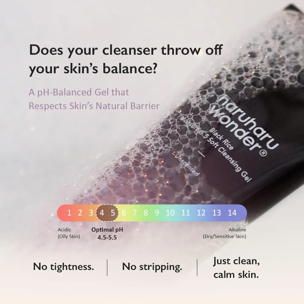 HARUHARU wonder Black Rice Moisture 5.5 Soft Cleansing Gel, 3.38 fl. oz