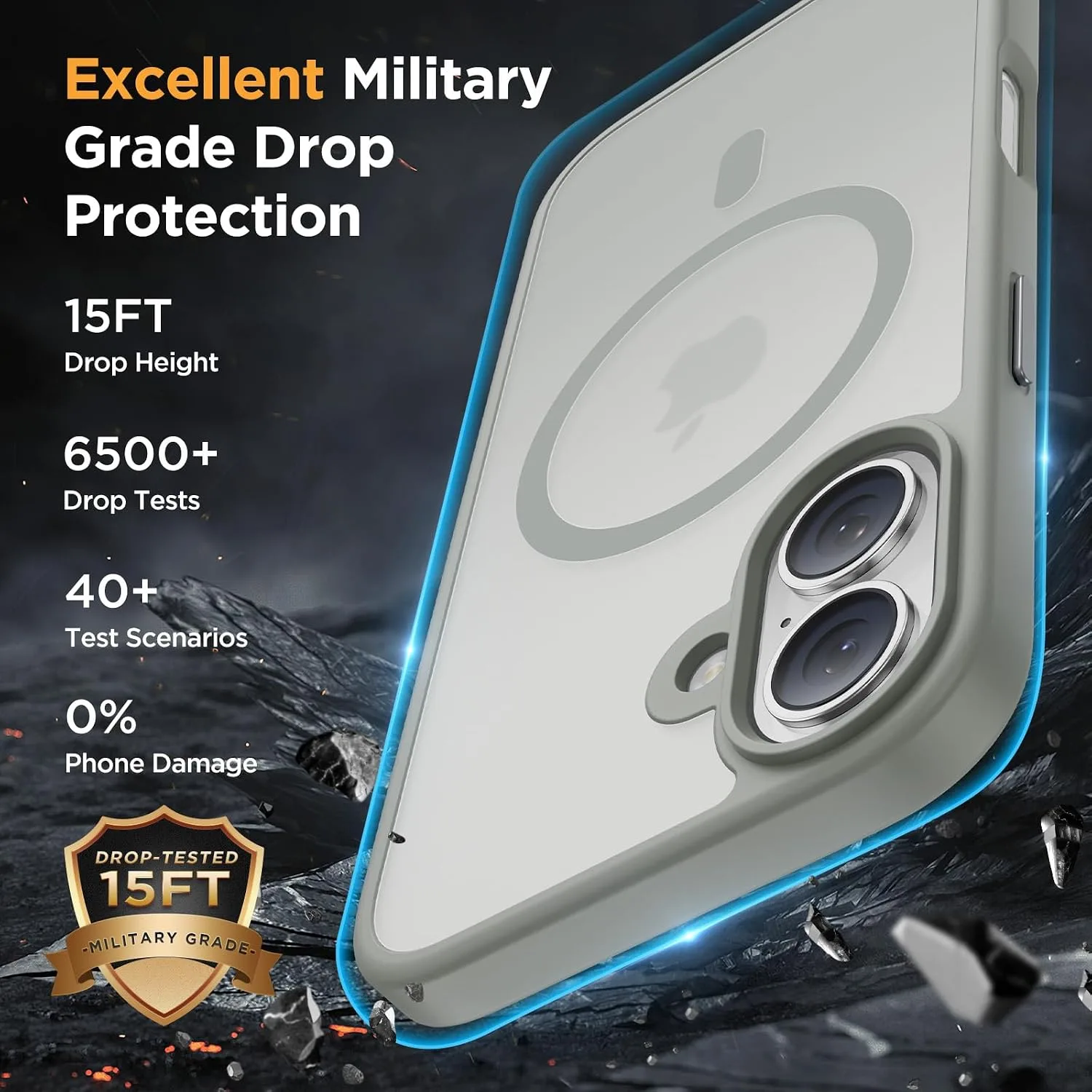 Miracase Magnetic Series for iPhone 16 Case [Compatible with MagSafe] Military-Grade Protection, Anti-Fingerprint, Slim Phone Case for iPhone 16 6.1 inch - Grey