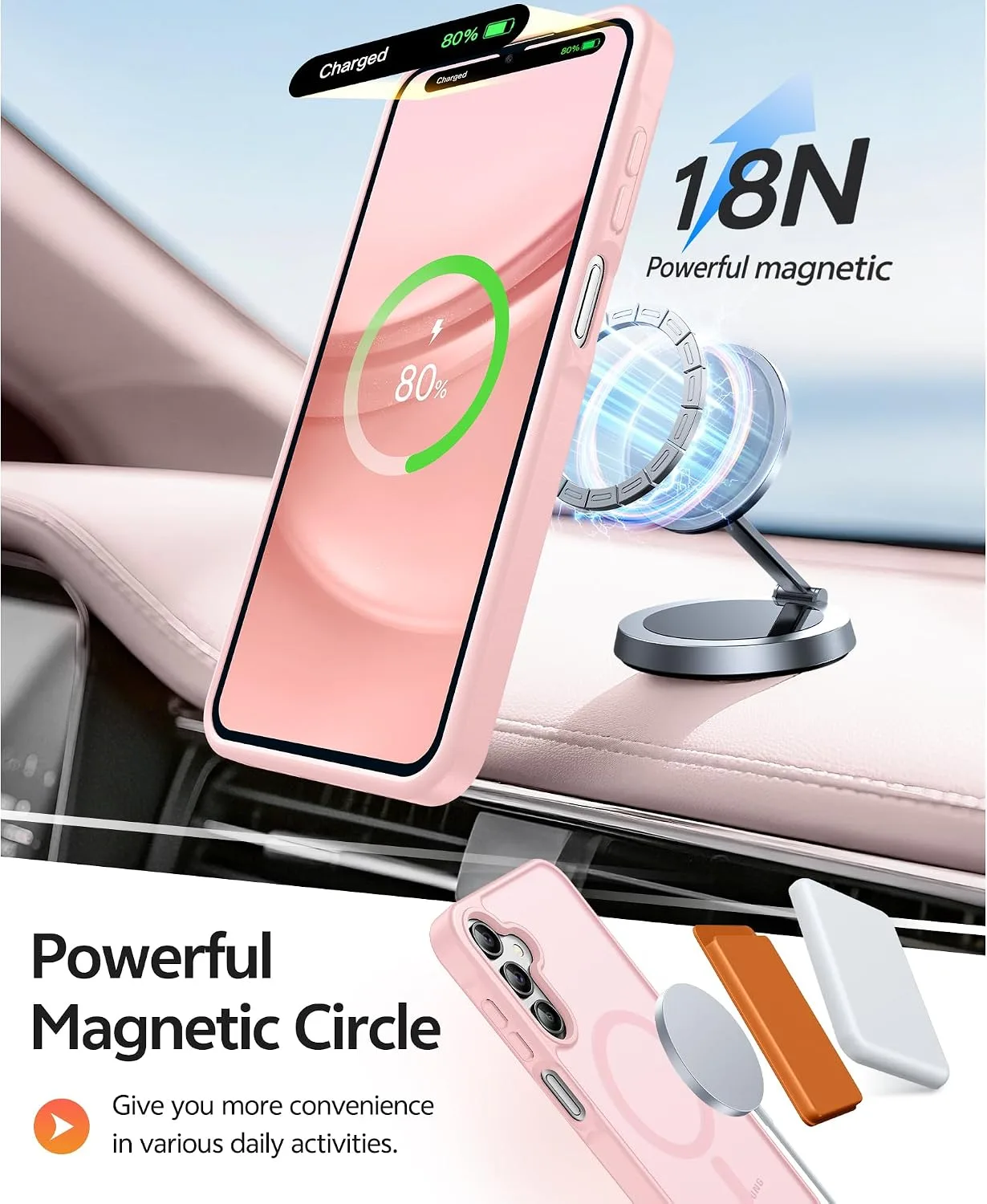 FNTCASE for Samsung Galaxy A15 5G Phone Case, Fit for Magsafe, Light Pink