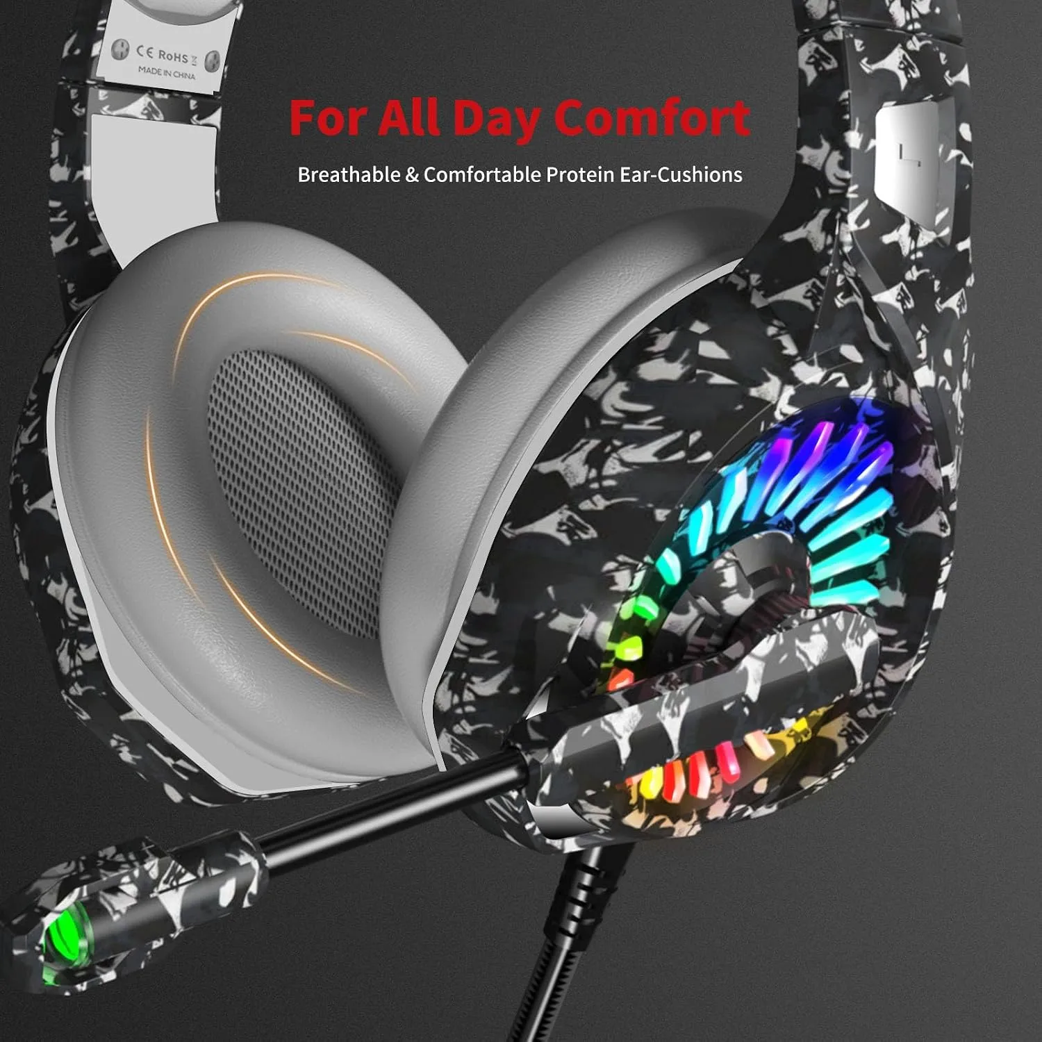ZIUMIER Wired Camo Gaming Headset for PC, PS5, PS4, Xbox Series X|S