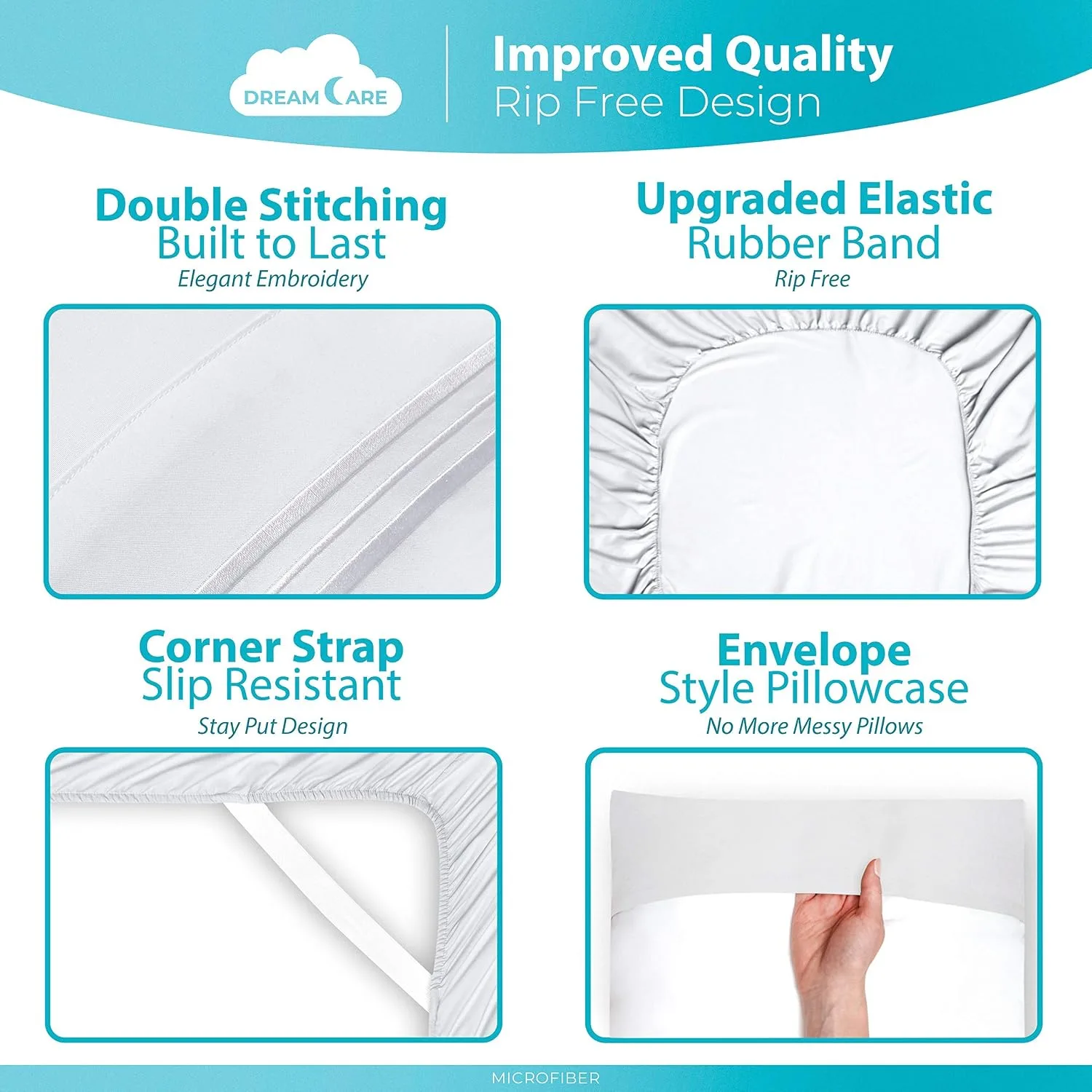 DREAMCARE King Size Sheets Set - 6 pcs Breathable Cooling Sheets King Size