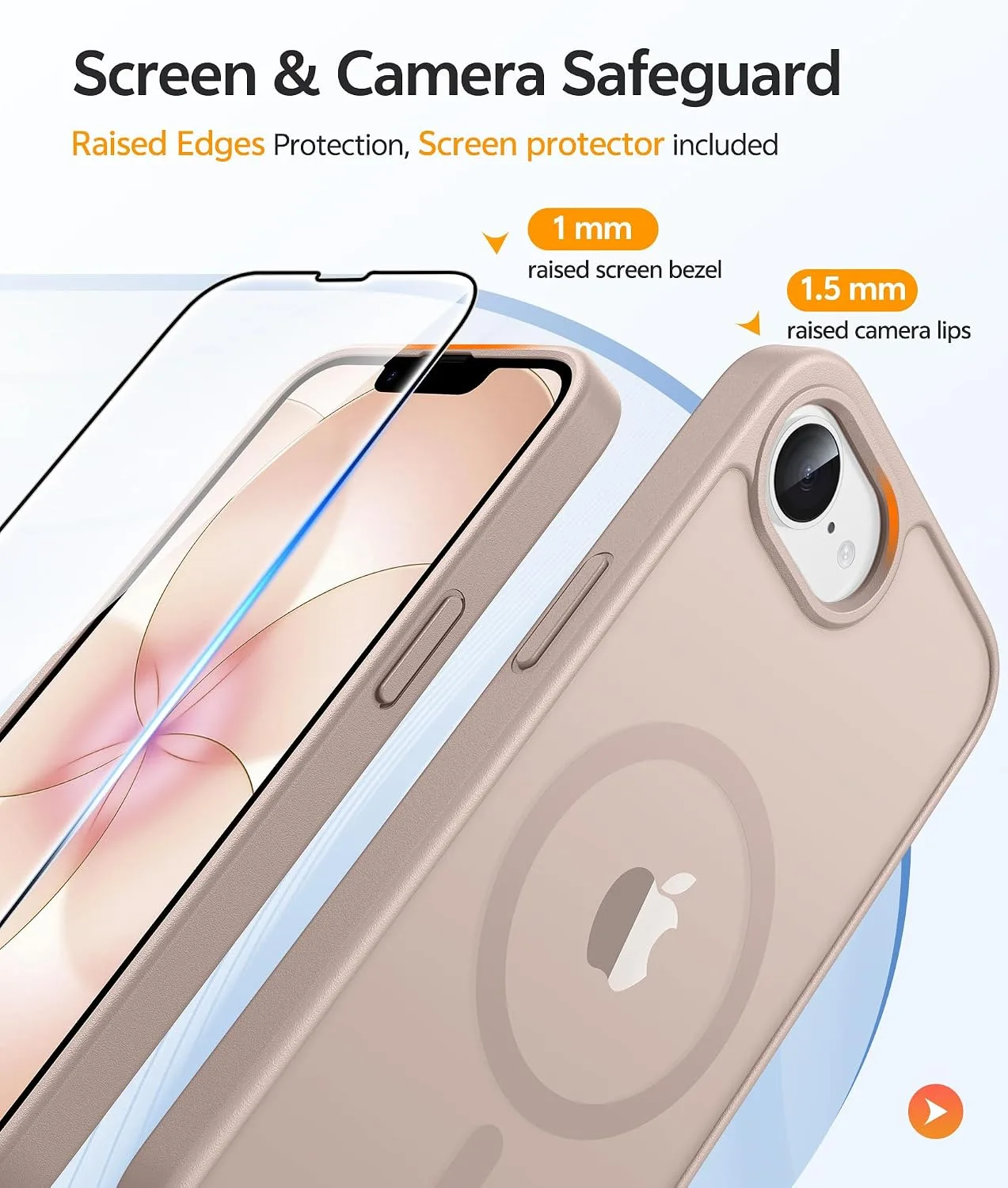 FNTCASE for iPhone 17e/ 16e Case, Fit for Magsafe, Desert Gold