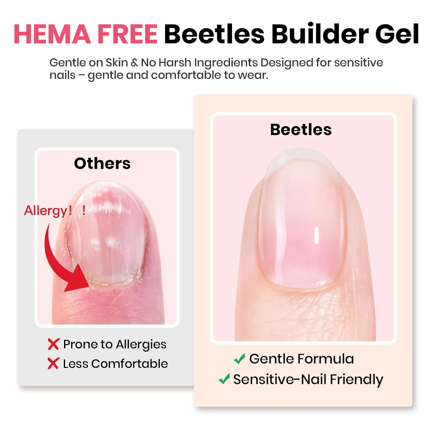 Beetles Builder Gel Set with Base Top Coat HEMA Free, 4 Color Nude Builder