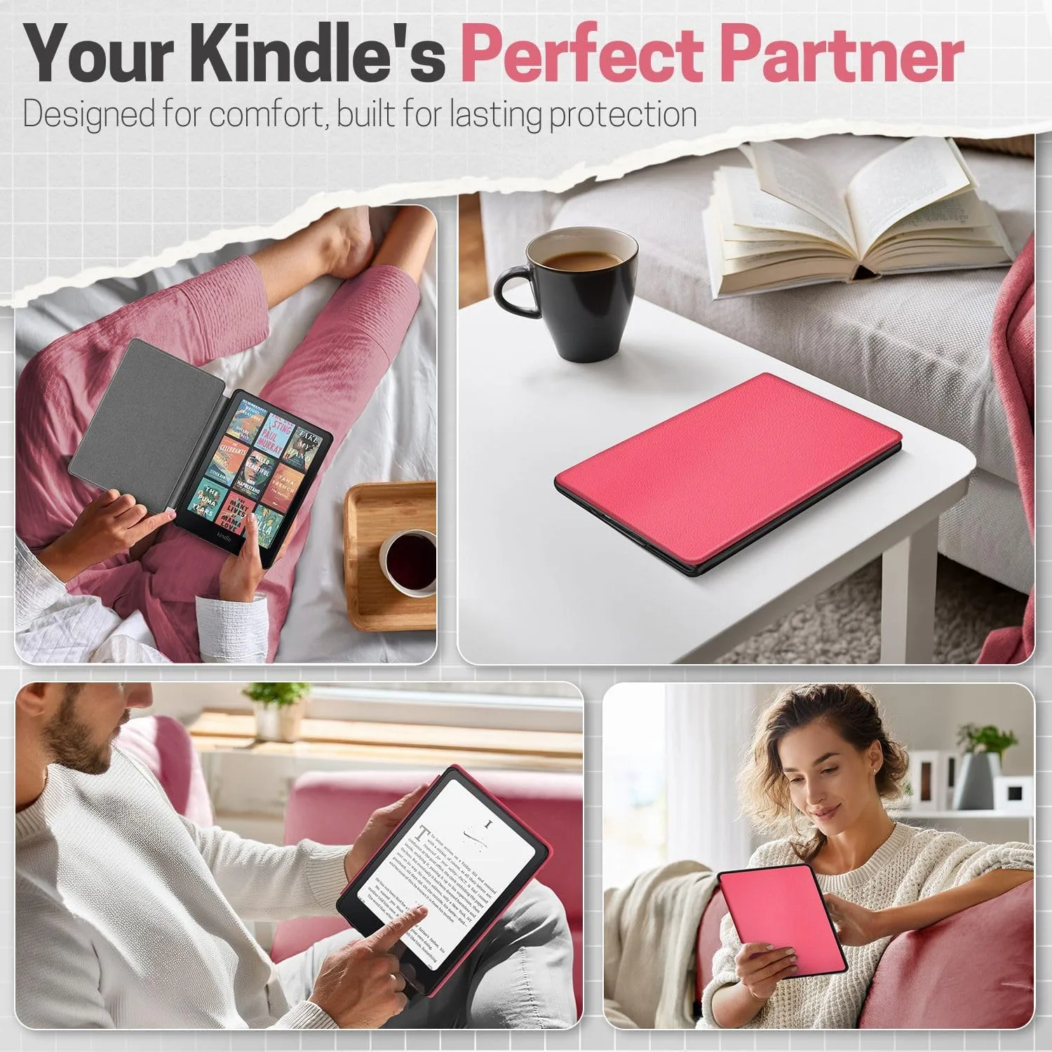 TNP Kindle Paperwhite 12th Gen Case, Colorsoft 7-Inch Cover, Light Pink