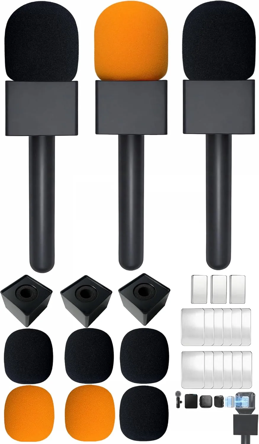 3 PCS Microphone Holder for DJI Mic Mini/2/3, Universal Magnetic Mic Mini Accessories for RØDE and All Wireless Mini Microphone, Microphone Handle for Vlog, Tik Tok, Interview, Reports, Podcast