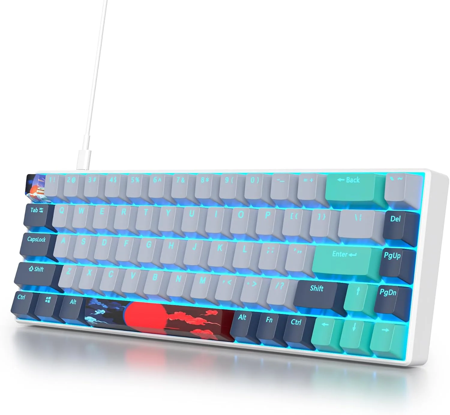 Teclado mecánico gamer Owpkeenthy Hammerhead Shark 65% compacto con switch rojo y retroiluminación RGB