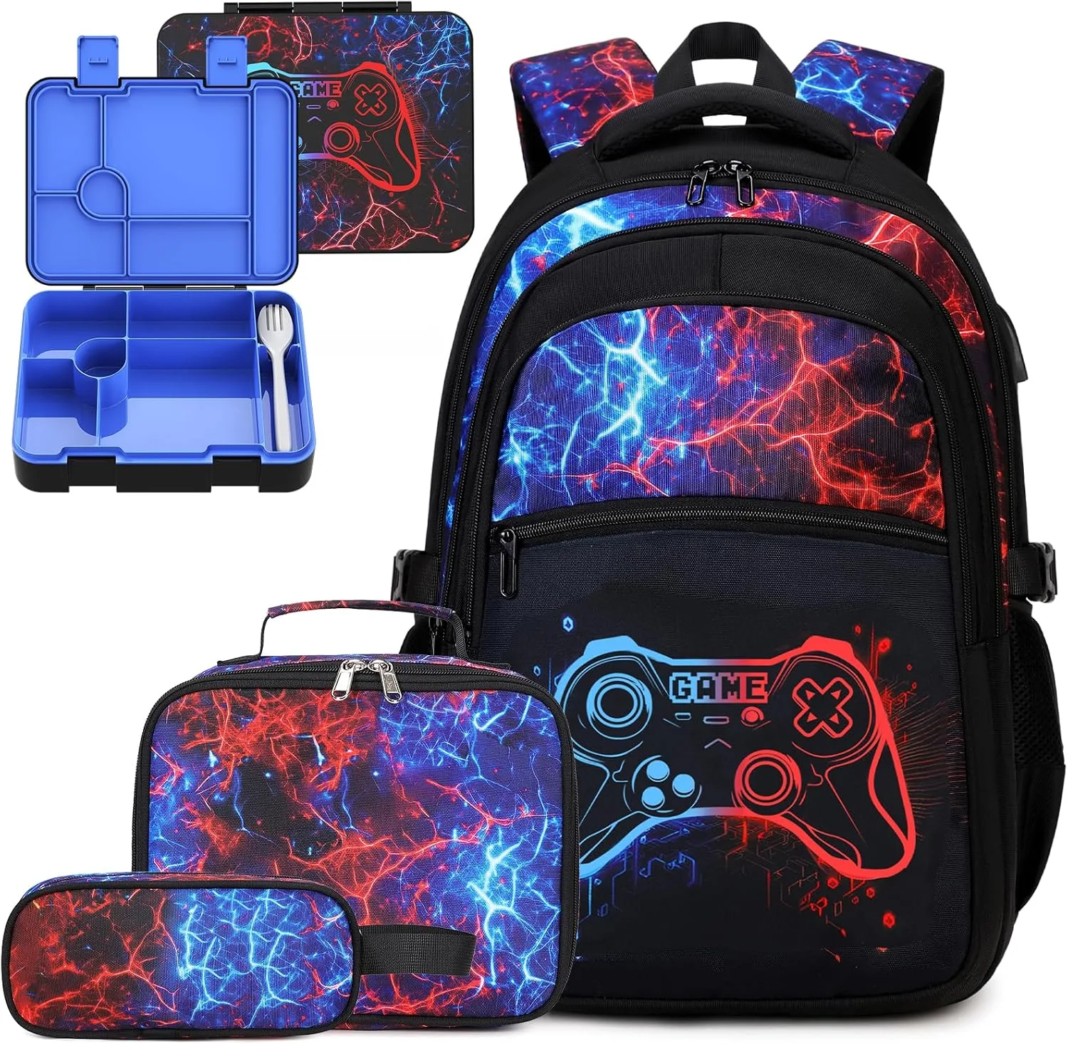 Mochila Infantil Digobay Gamer Luminosa con Lonchera Bento y Estuche