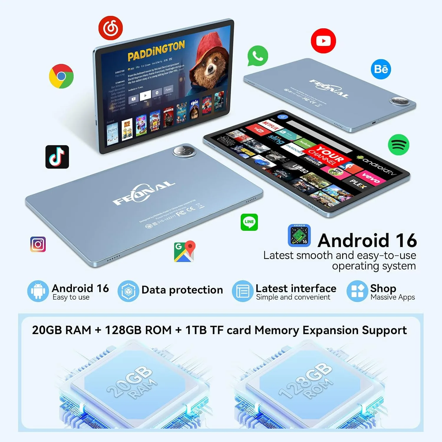 Tablet 11 inch Android 16 Tablet 2026 Latest Update Octa-Core 128GB+20GB