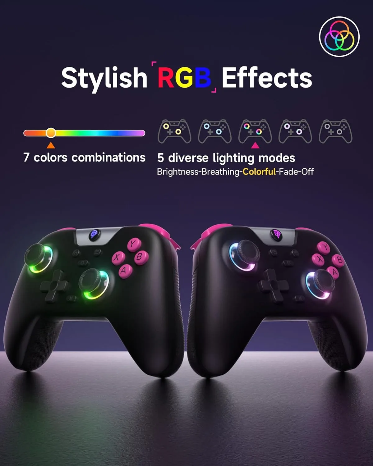 EasySMX X05 Wireless Controller for PC/Steam/Switch/iOS/Android, Black