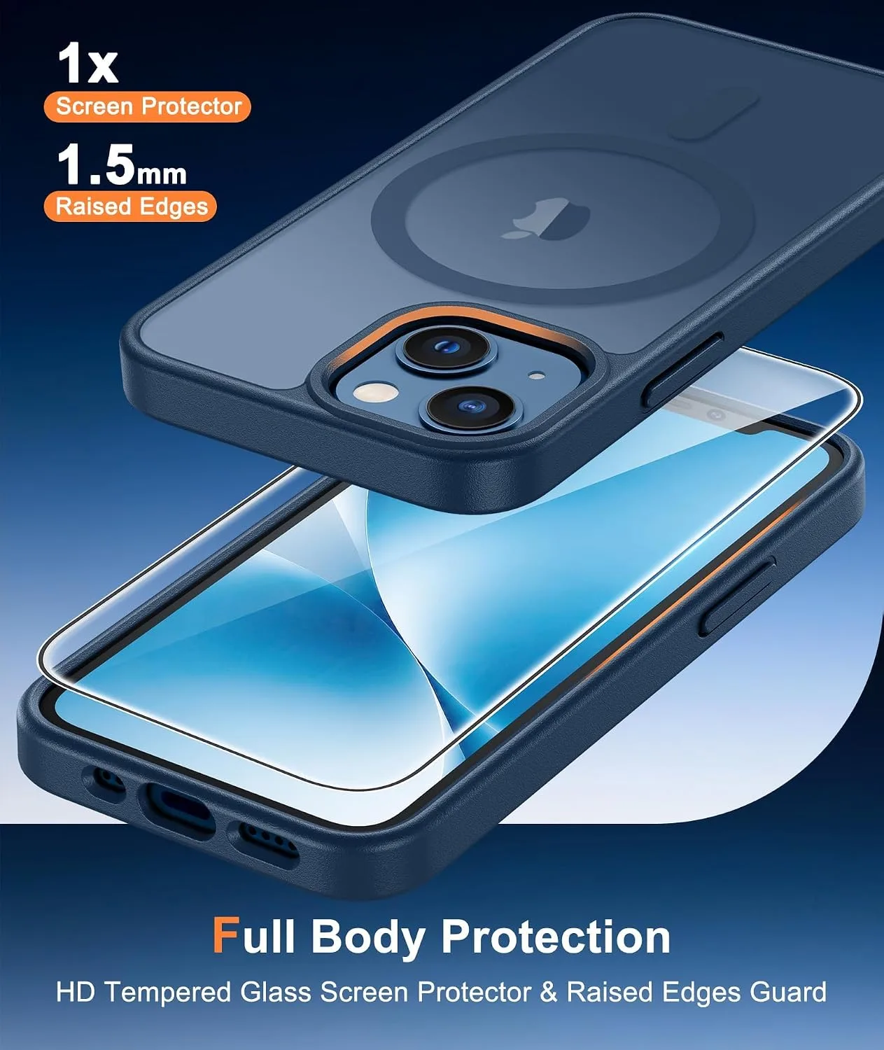FNTCASE for iPhone 13 Mini/iPhone 12 Mini Case Fit for MagSafe Blue