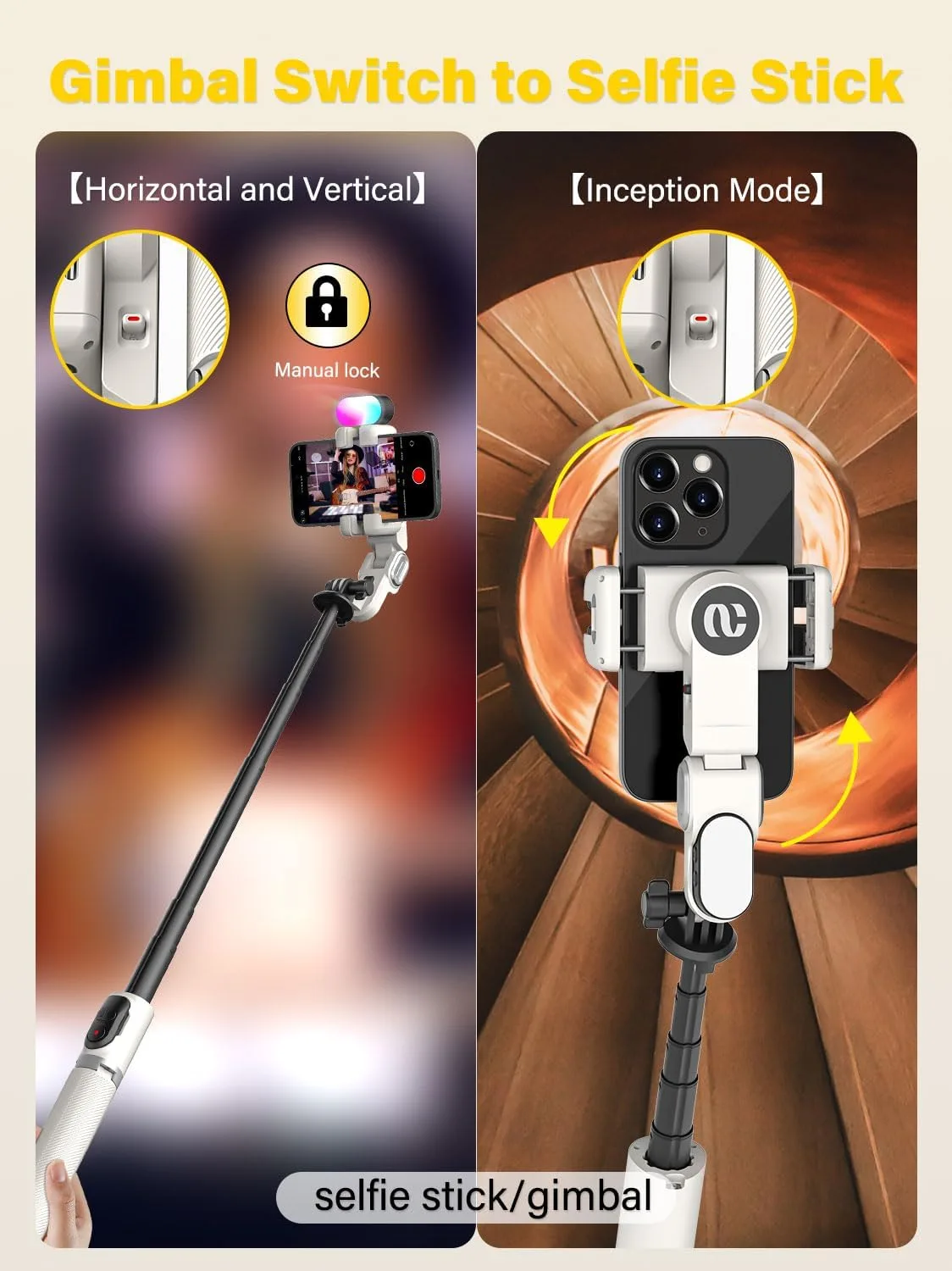 AOCHUAN M2PRO White Smartphone Gimbal Stabilizer, 4-in-1 Phone Stabilizer