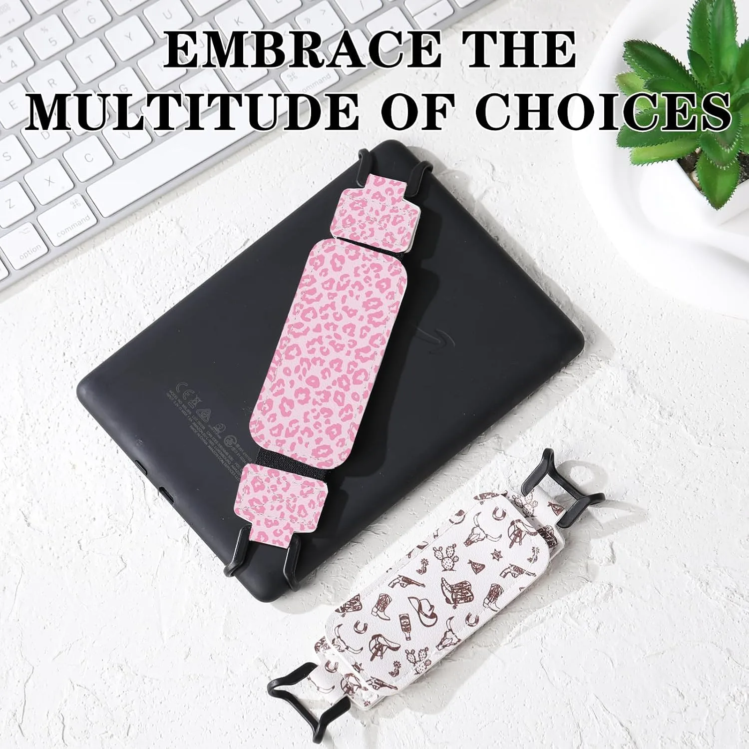 Hand Strap Accessories for Kindle – Cute Pink Leopard Finger Grip for 6-7.5" Paperwhite 11th/12th Generation/Kobo/Lenovo/Sony Ereaders Tablet Colorsof High Elasticity Holder for Reading