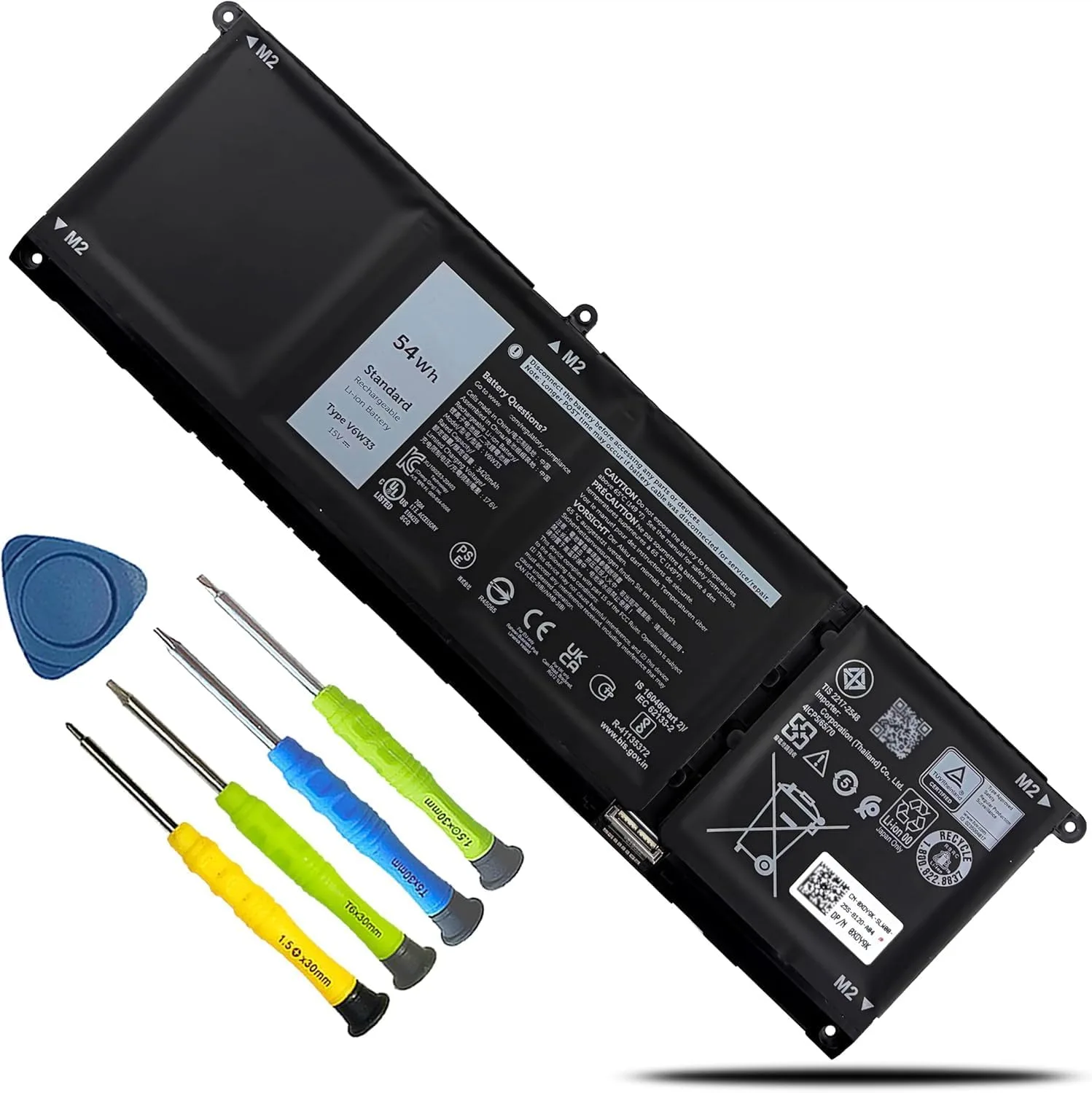54Wh V6W33 Battery Replacement for Dell Inspiron 3511 3515 3520 3521 3525 3530 3535 5310 5330 5410 5418 5415 5420 Latitude 3320 3420 3430 3520 3530 Vostro 3420 3435 3510 5620 5625 Series