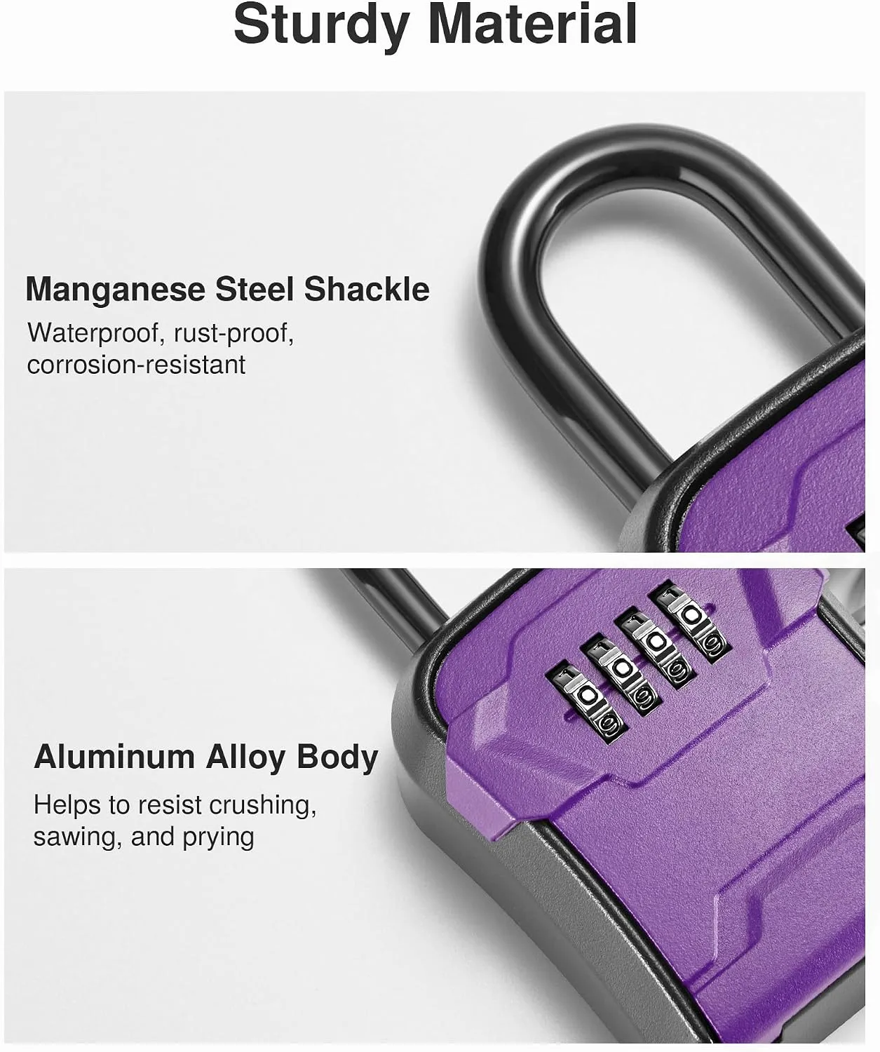 Puroma Key Lock Box for House Keys Combination Lockbox with Code, 1 Purple