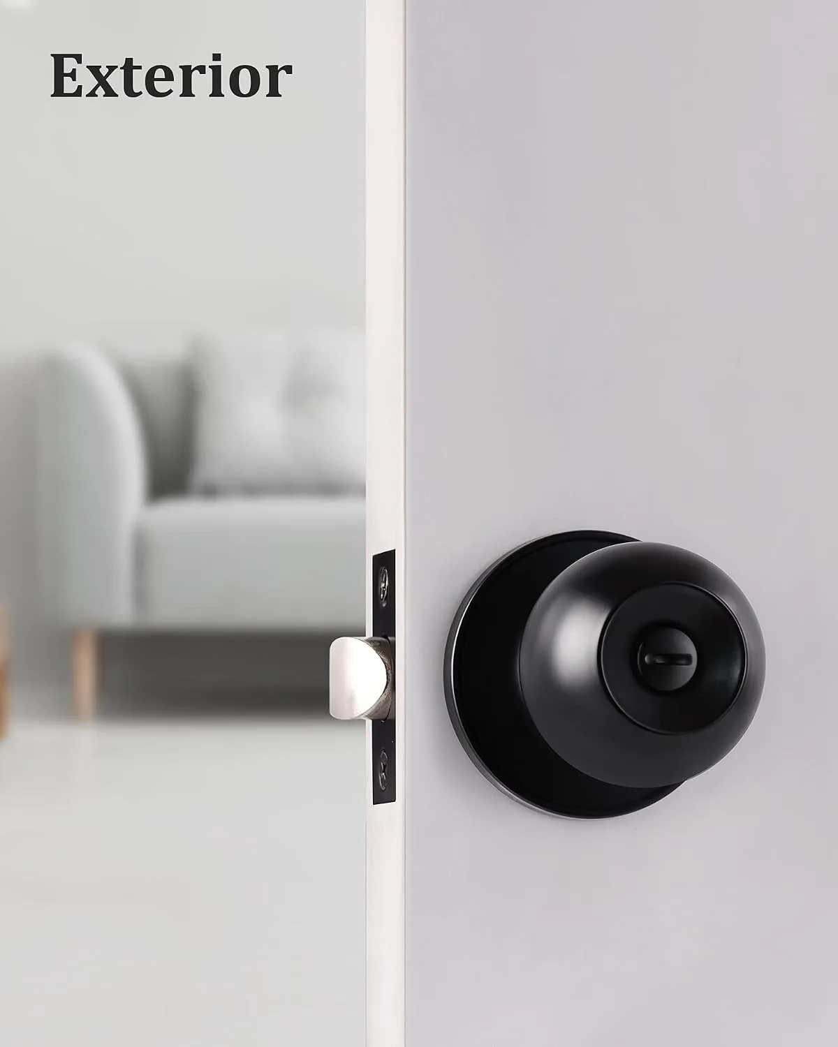 Lanwandeng (3Pack) Matte Black Privacy Door Knobs with Lock for Bedroom/Bathroom, Keyless Interior Door Locksets
