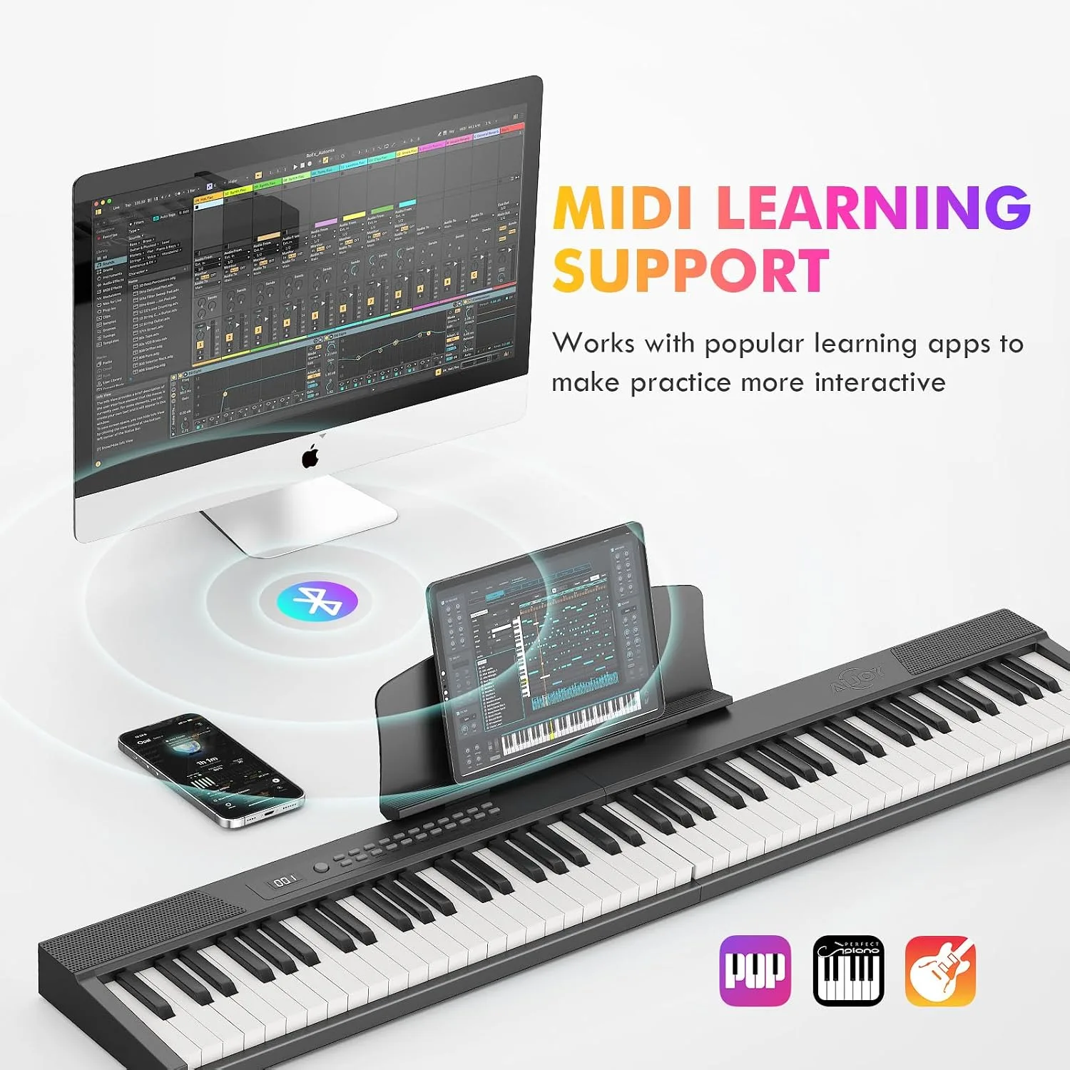AiJoy 88-Key Portable Piano, Magnetic Split Keyboard with Semi-Weighted Key