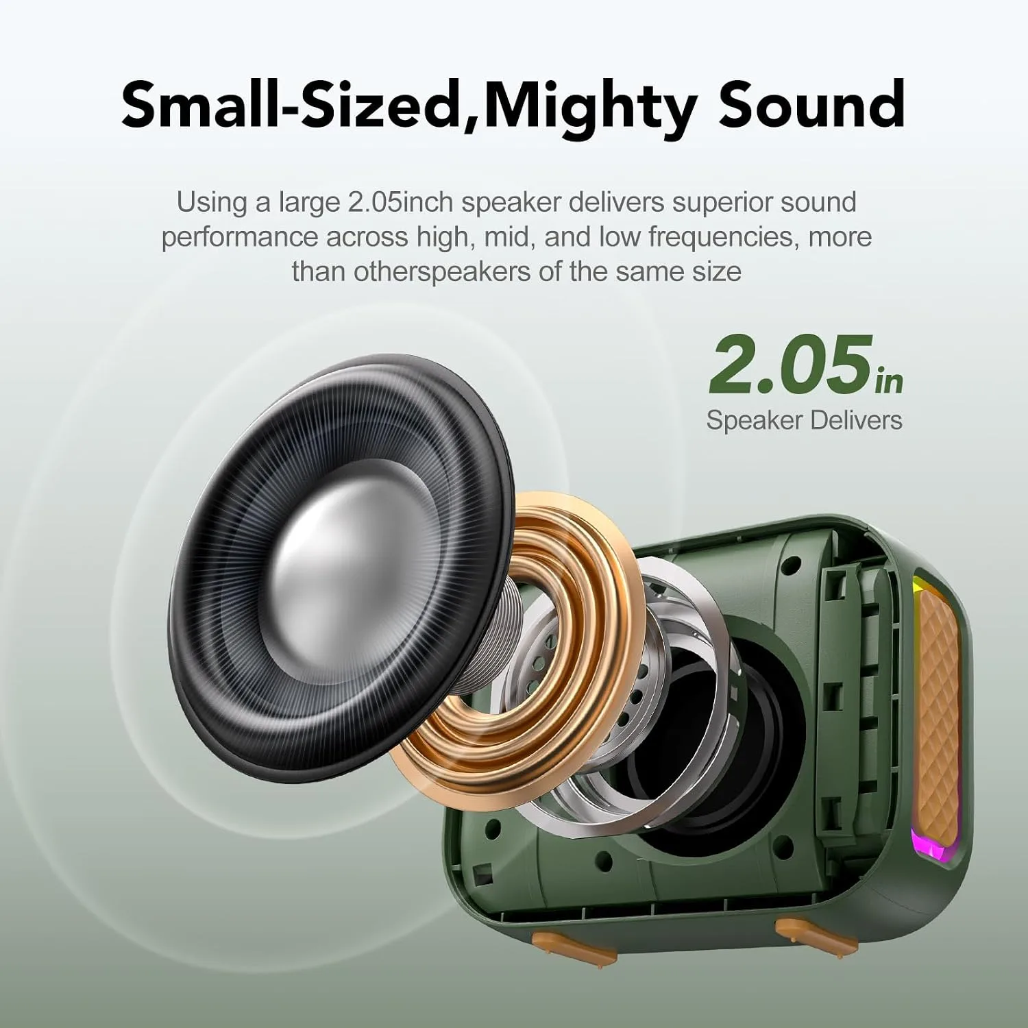 Portable Bluetooth Speaker Line-in Support: IPX5 Waterproof, Dark Green