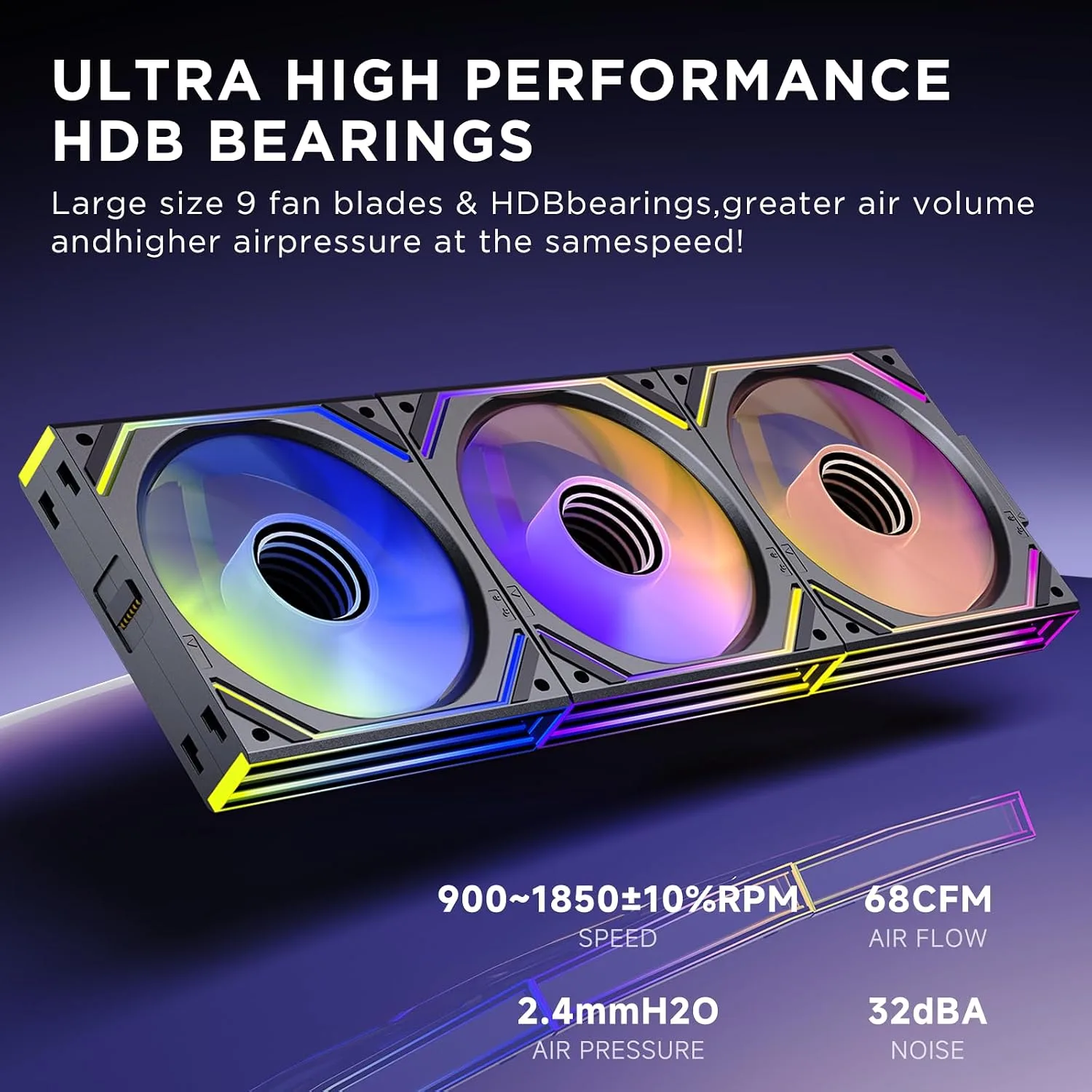 Interstellar V2 120mm Case Fan Infinity Mirror Module Daisy-Chain ARGB Fan Triple Pack with Controller Suitable for Computer Case & 360mm AIO Cooler(Black-3pack)