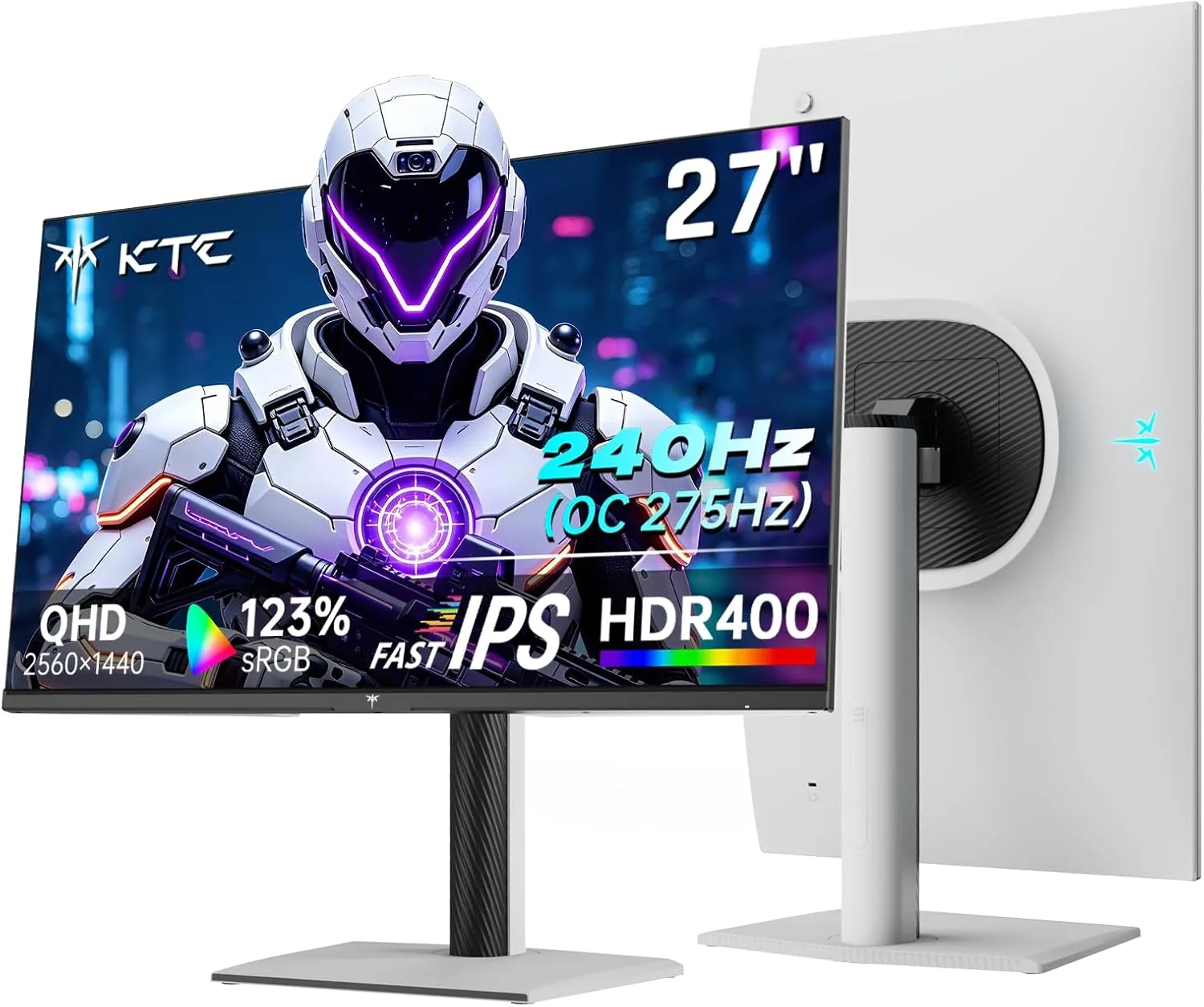 KTC 27 Inch 240Hz Gaming Monitor, QHD 1440P 275Hz White Monitor, H27E6S