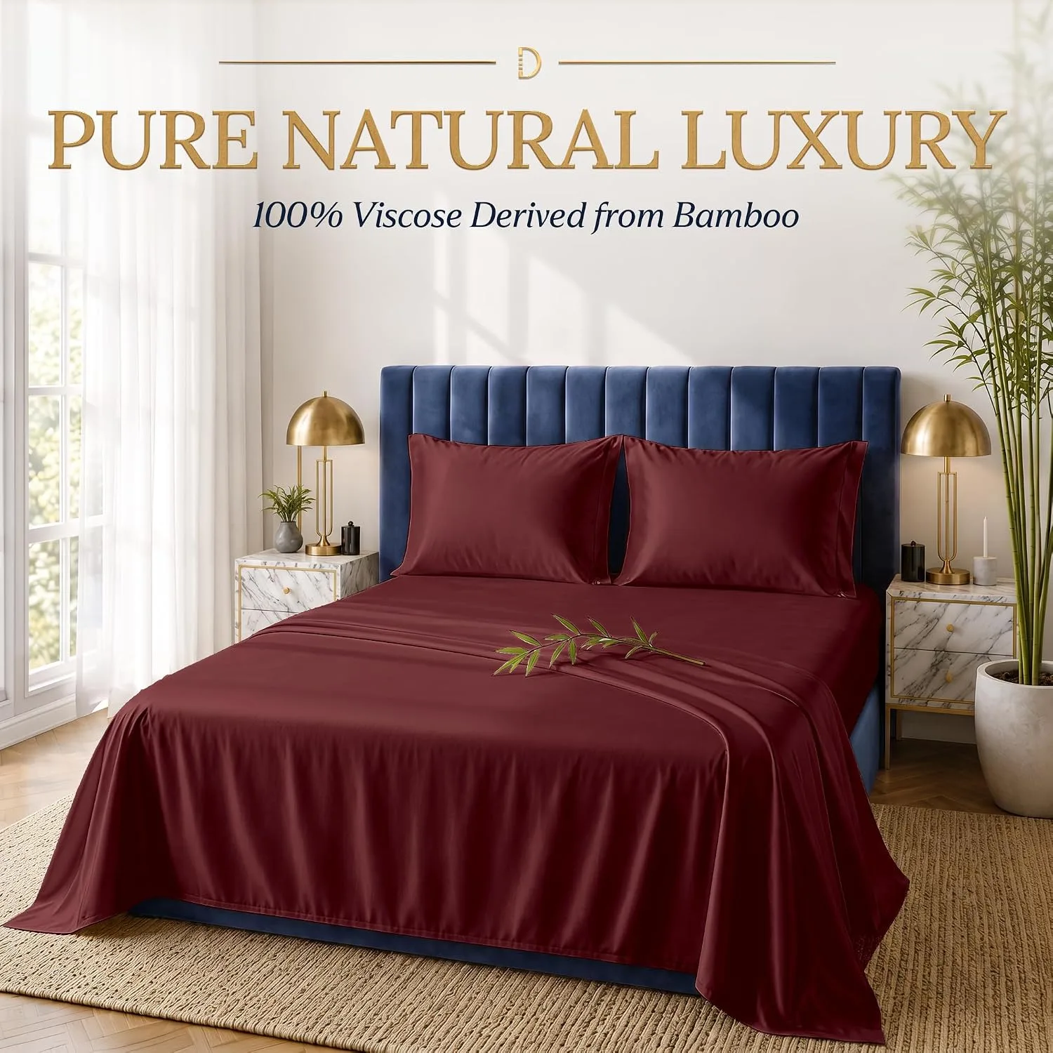 DECOLURE 100% Viscose from Bamboo Sheets Twin Size | 3 Pc Cooling Bed Set