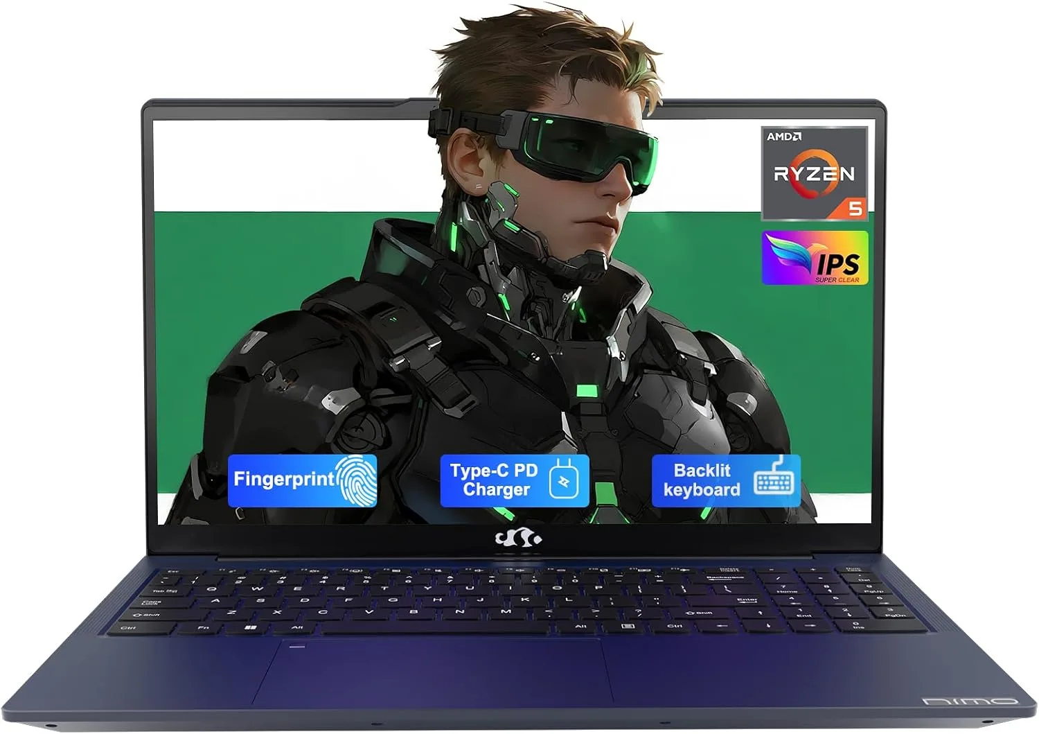 NIMO 15.6'' IPS FHD Student Laptop, 16GB RAM 512GB SSD, AMD Ryzen 5