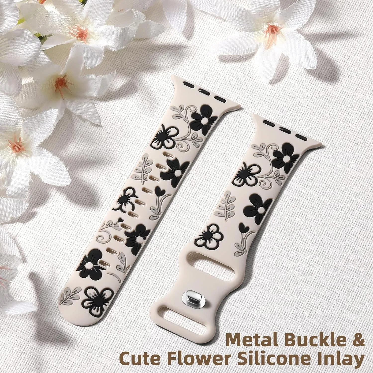 Witzon Floral Silicone Band Compatible with Apple Watch Bands For Women