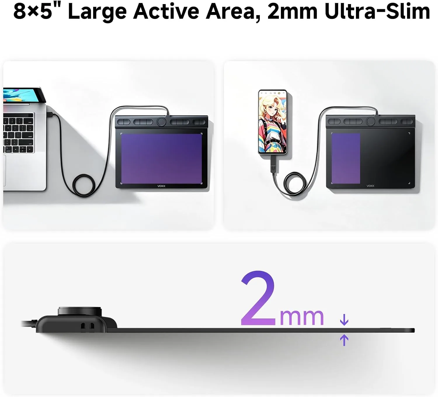 VEIKK VK850 8x5 Inch Digital Drawing Graphics Tablet with Battery-Free Pen