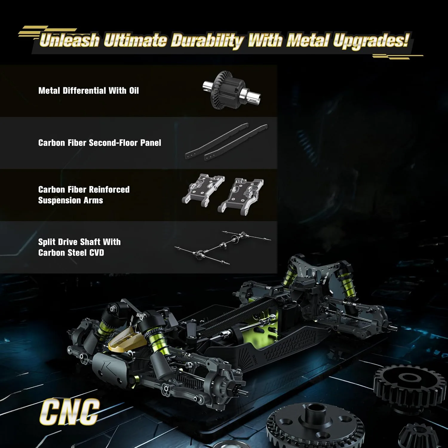 RLAARLO 1/10 Brushless RC Cars, 4×4 Buggy, 50+ MPH, Carbon Fiber, Ages 8+