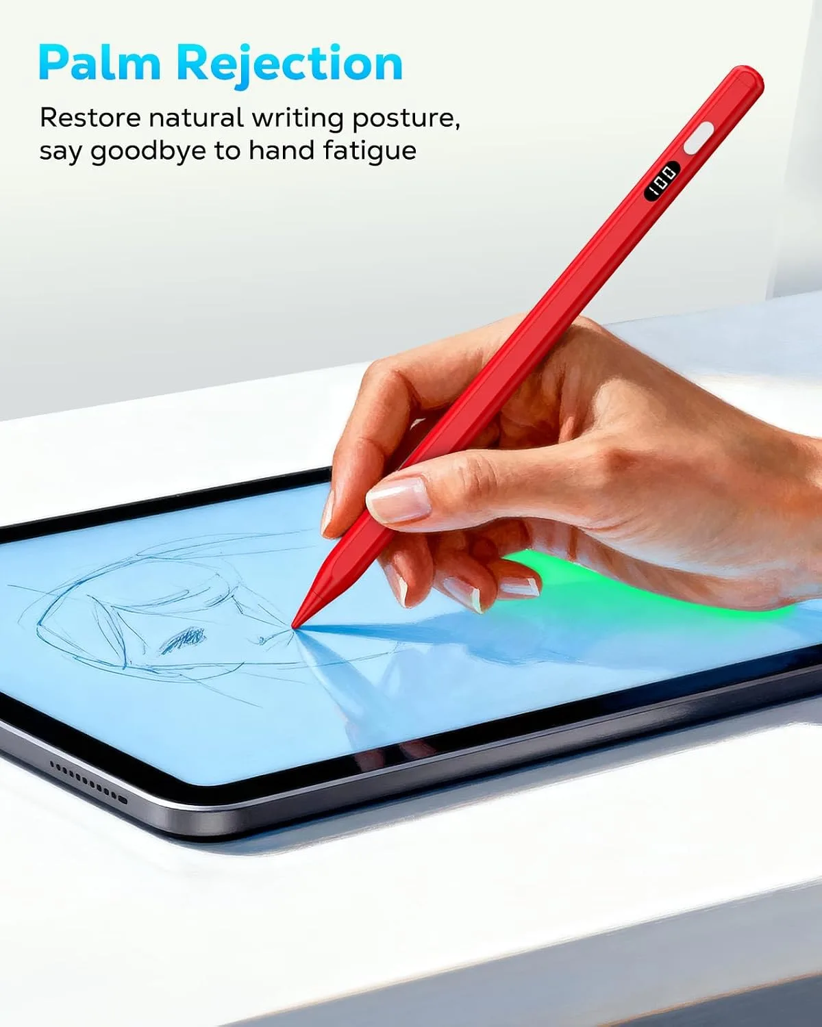 MoKo Stylus Pen for iPad 2018-2026, USB-C Charge Pencil with LED Display