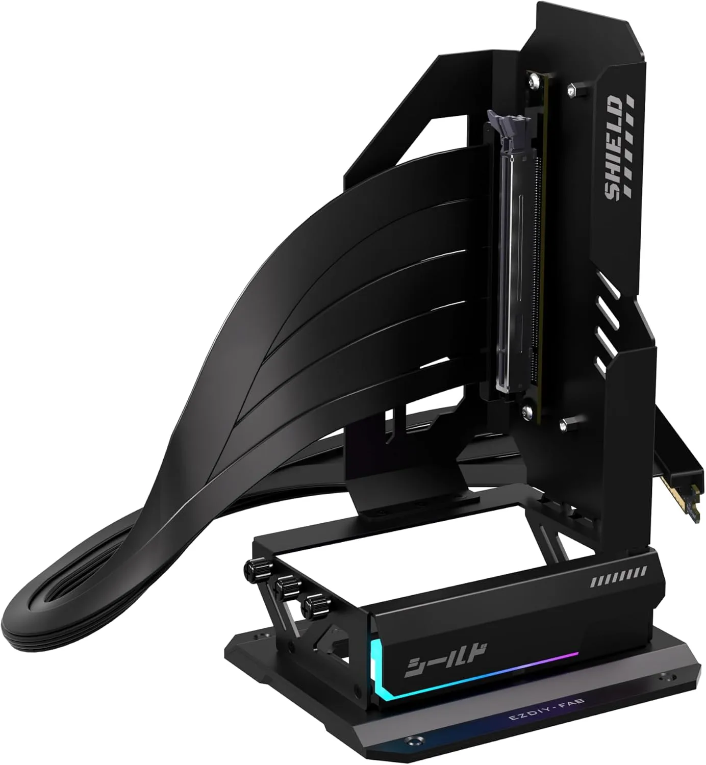 EZDIY-FAB Shield ARGB Upright GPU Mount, PCIe 5.0 Riser Cable, 600mm, Black