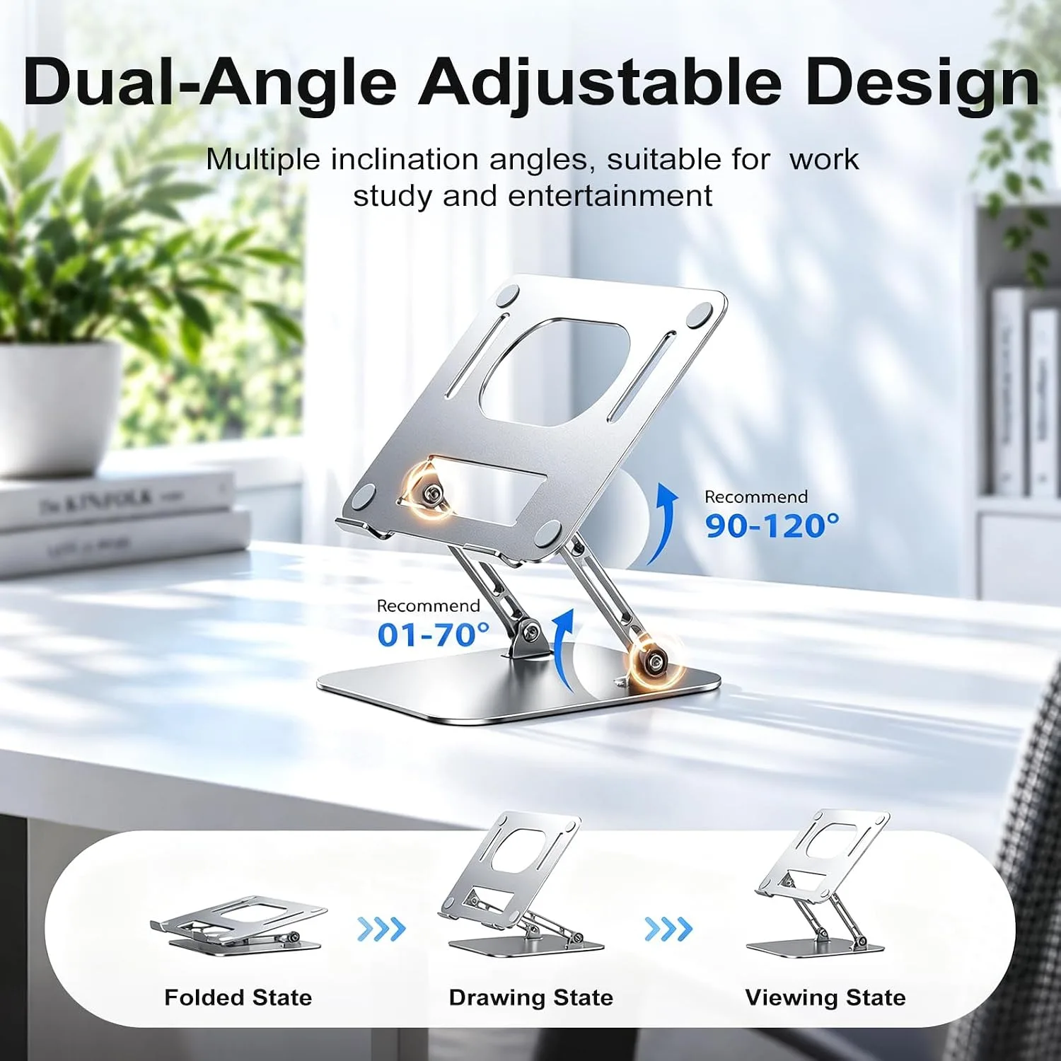 Orlian Adjustable Aluminum Laptop Stand for Desk, Laptop Riser for 11-16"