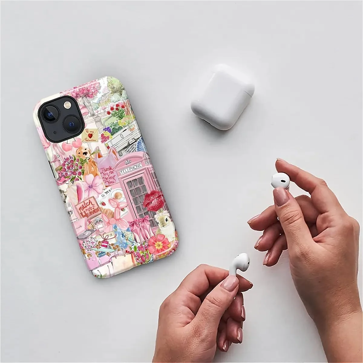DAIZAG Case for iPhone 15 Plus,Mixed 2 Layer Design Shockproof Soft TPU Ddouble Protection Phone Case for iPhone 15 Plus-Cute Pink Animal Garden Collage