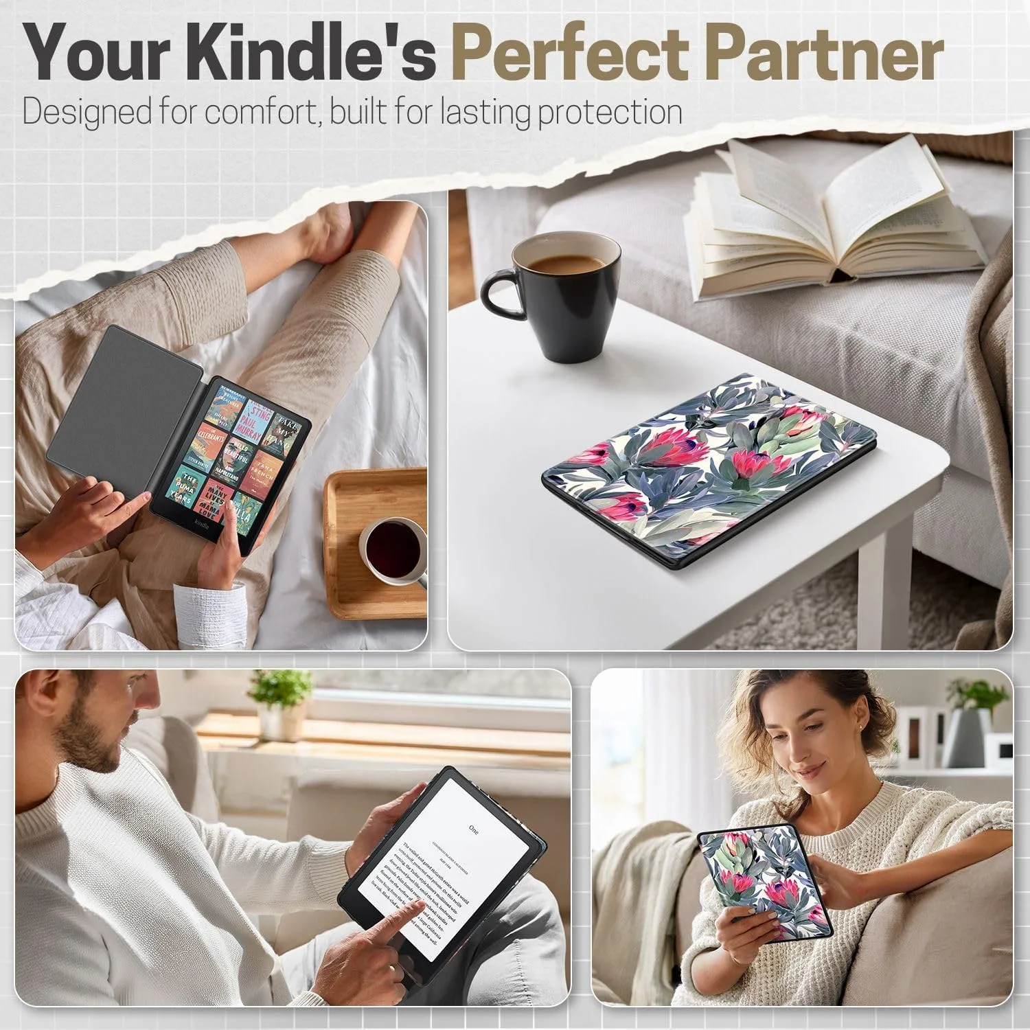TNP Kindle Paperwhite 12th Gen Case, Colorsoft 7-Inch Cover, Great Flower