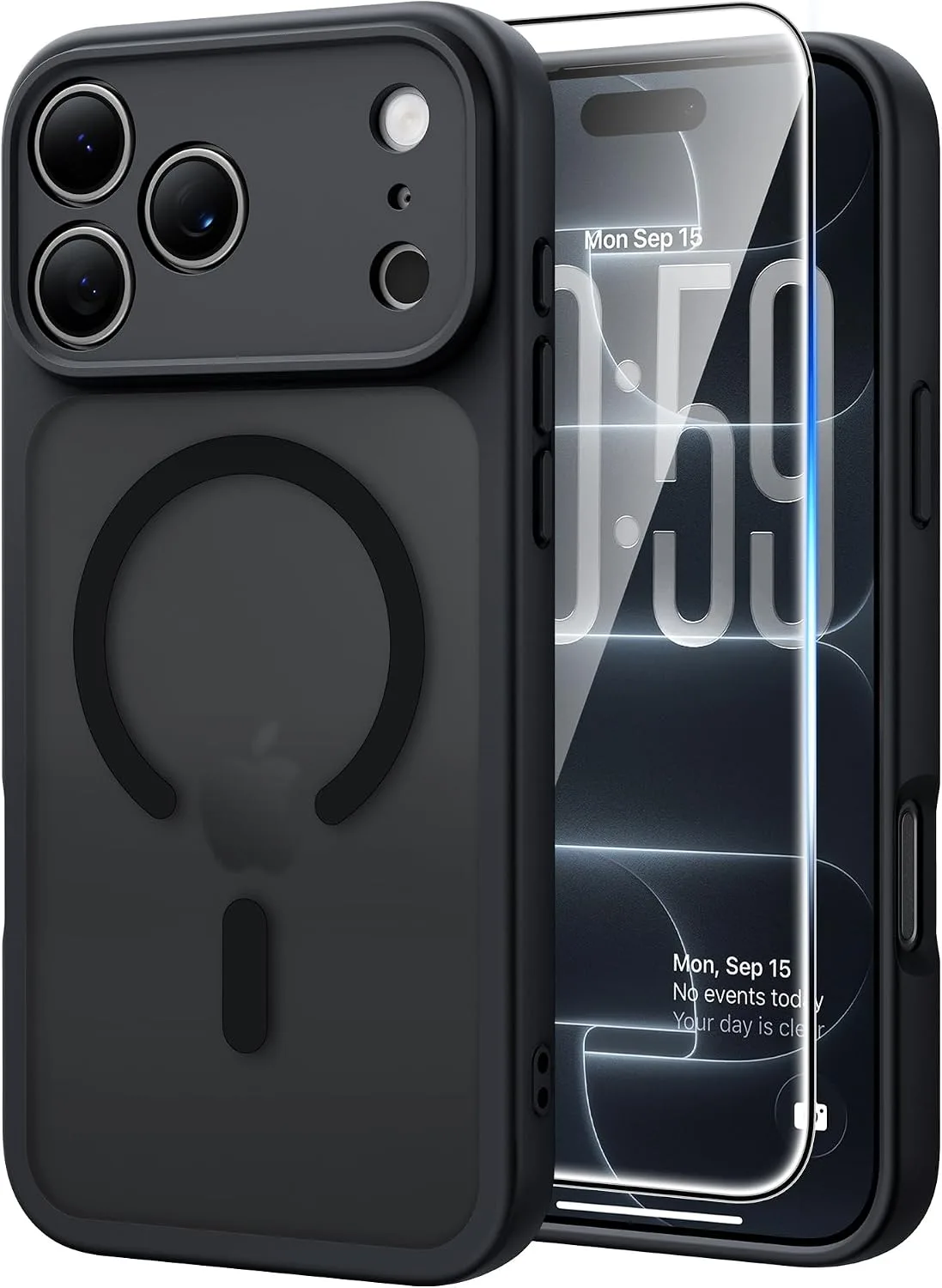 FNTCASE for iPhone 18 Pro Case / 17 Pro Case Fit for MagSafe Black