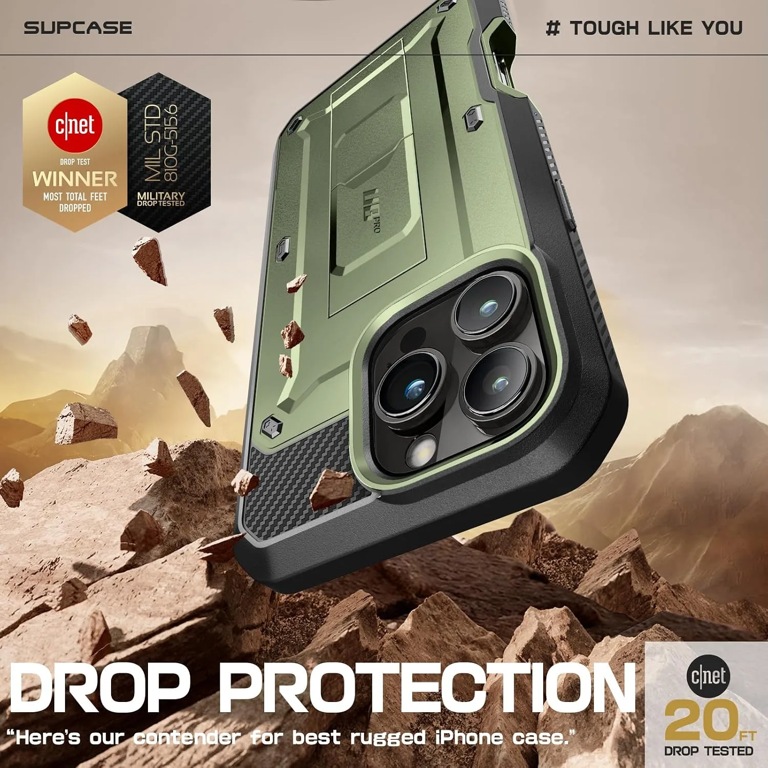 SUPCASE for iPhone 16 Pro Max Case with Screen Protector & Stand, Green