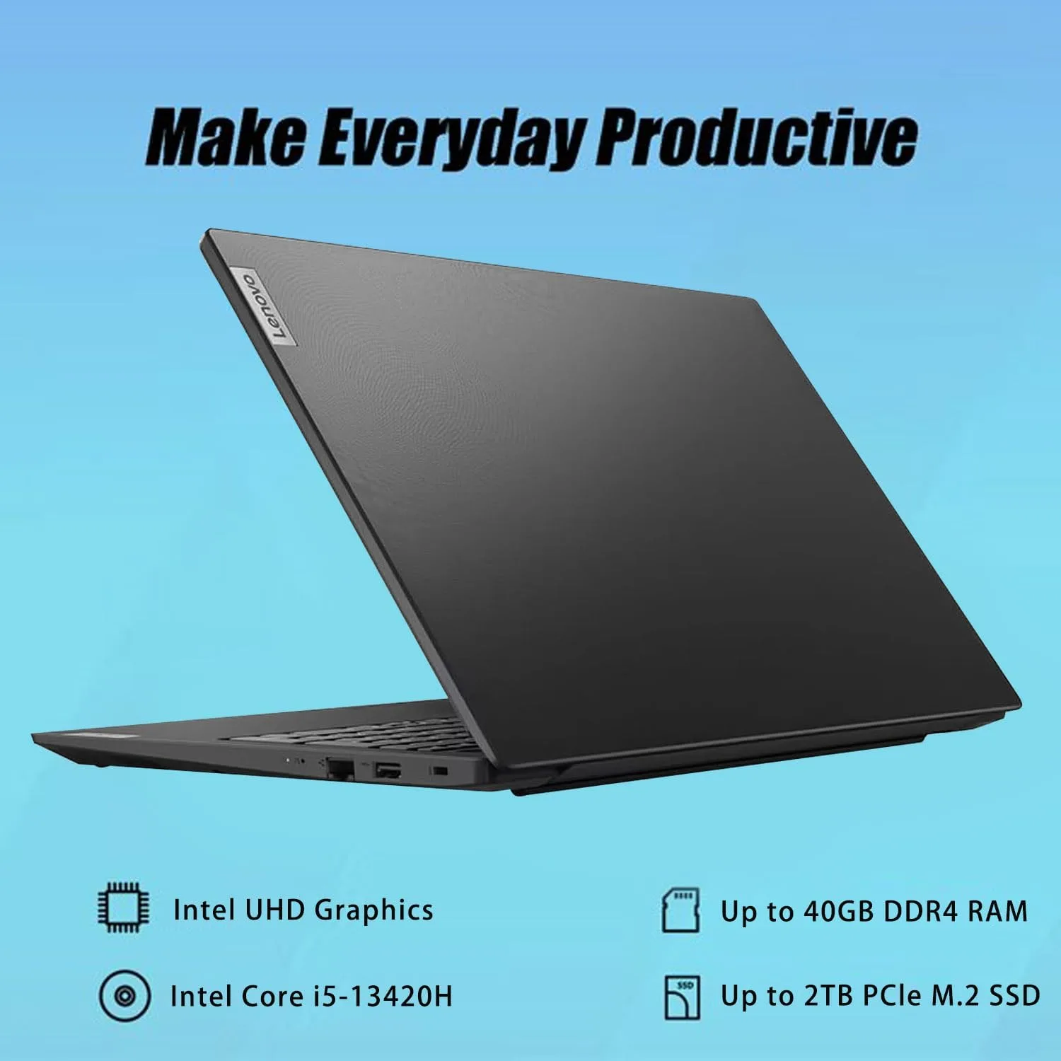 Lenovo V15 Gen 4 Business Laptop, 15.6" FHD Display, Intel Core i5-13420H (Beat i7-1355U), HDMI, RJ45, Webcam, Numeric Keypad, Wi-Fi, Windows 11 Pro, Black (16GB RAM | 2TB SSD)