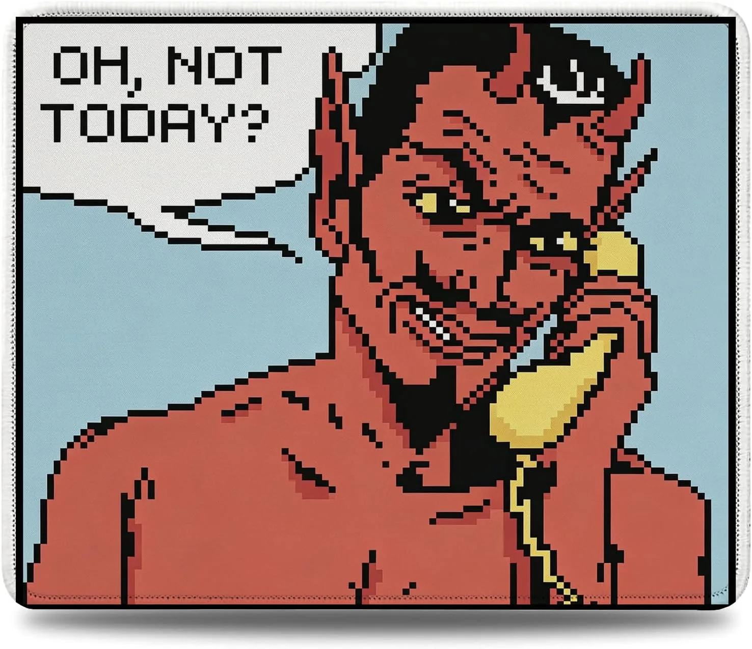 HONLUNG Funny Office Mouse Pad,Oh Not Today Devil Mouse Pad,Sarcastic Office Desk Accessories,Retro Pixel Art Design,Funny Coworker Gift,Non-Slip Rubber Base,Stitched Edges,Small Mousepad,9.4x7.9 in
