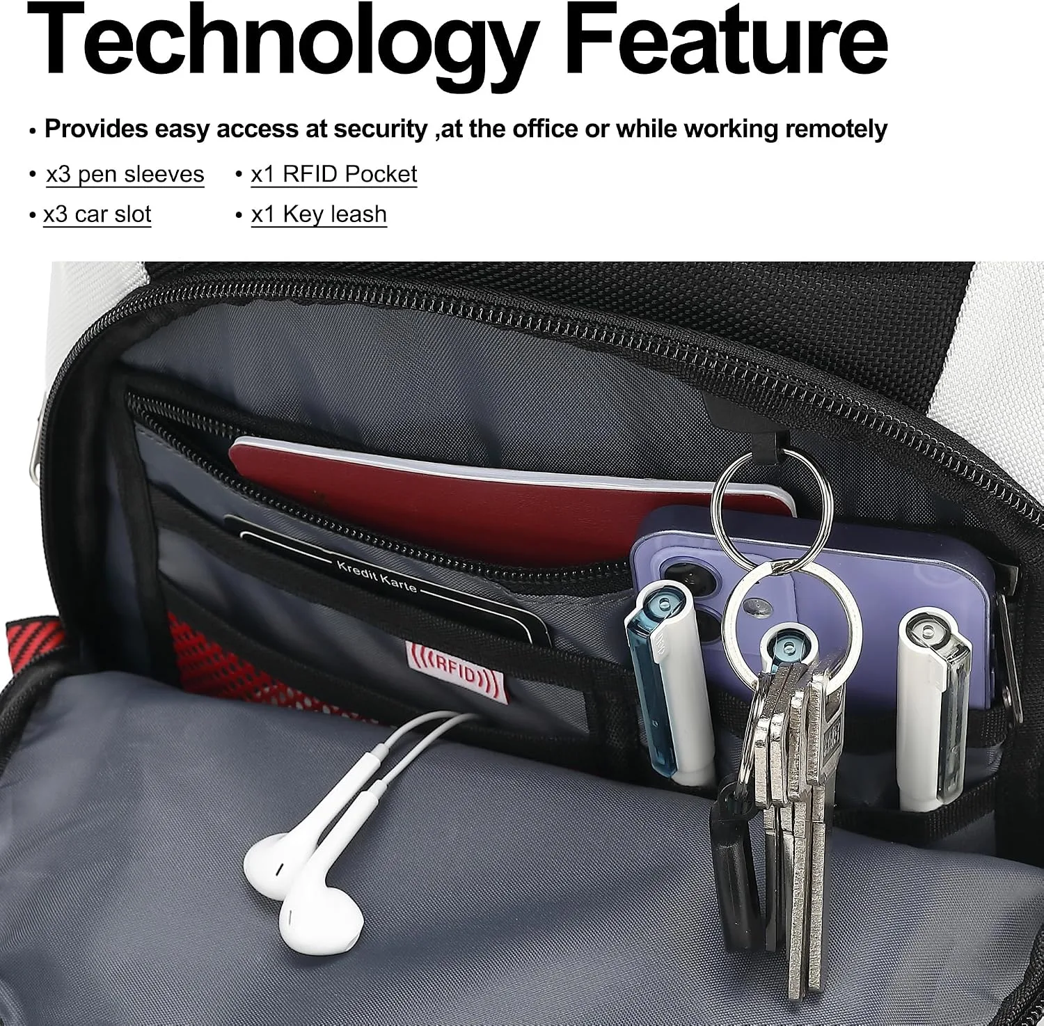 Boavan Laptop Backpack for men, 17.3 inch Laptop Bag with USB Port, Waterproof Travel Work Backpack Purse, Anti-Theft Teacher Nurse Doctor Casual Bookbags Office Business backpack，White