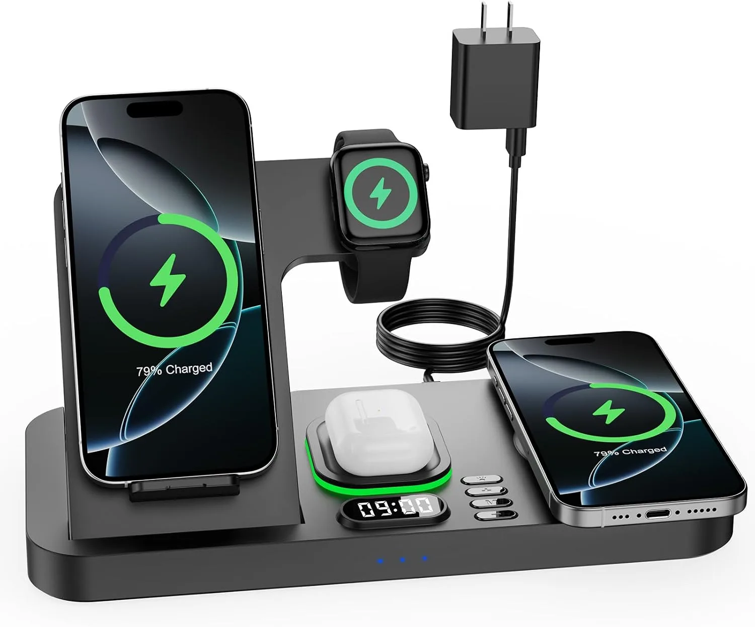Estación de carga inalámbrica plegable Feiltik para dos teléfonos Apple