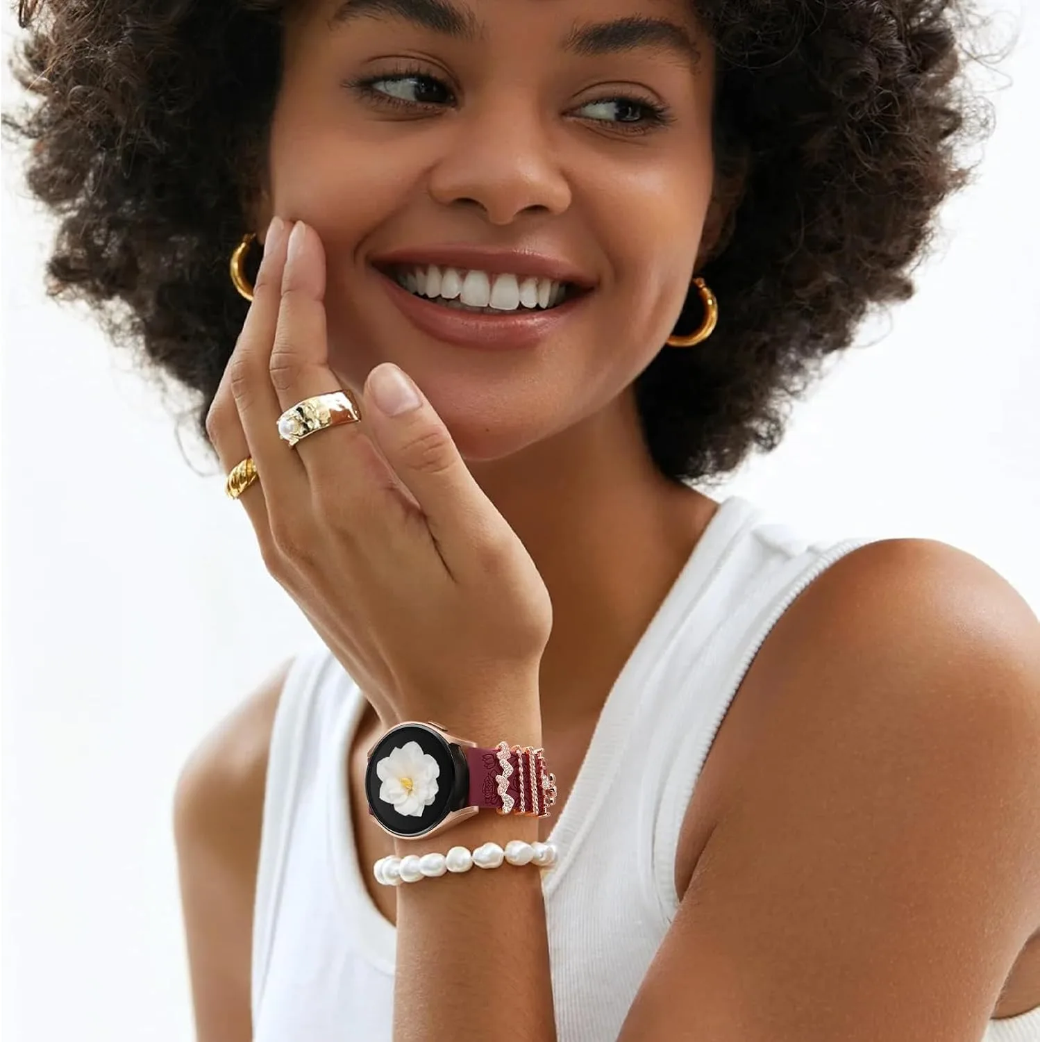 DaQin Flower Engraved Band Compatible with Samsung Galaxy Watch 7 Bands