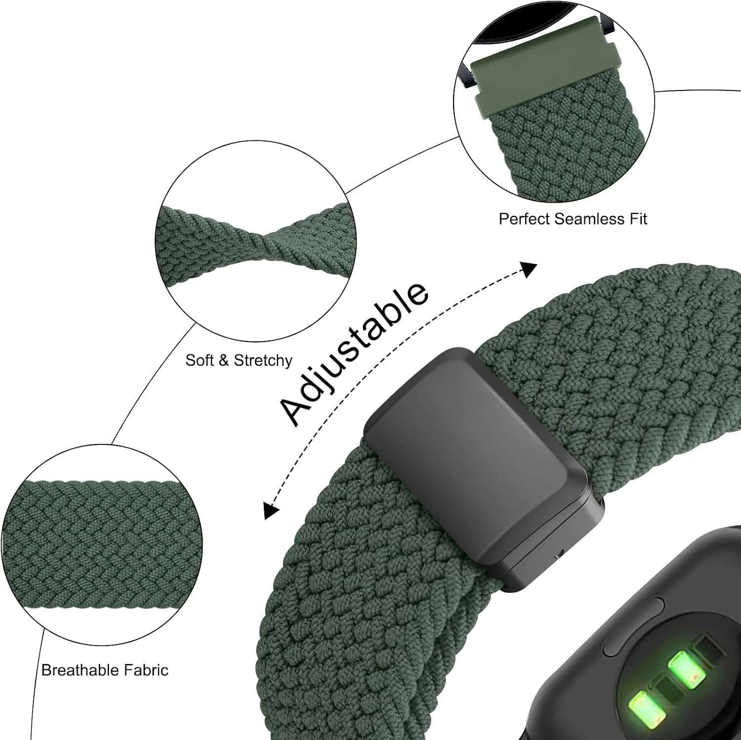 Amzpas Magnetic Braided Strap for COROS PACE 4 / PACE 3 / Pro/APEX 2 Pro/APEX Pro/APEX 46mm, 22mm Soft Nylon Sport WristBand Compatible with ACoros Pace 4/3 Watch Women Men