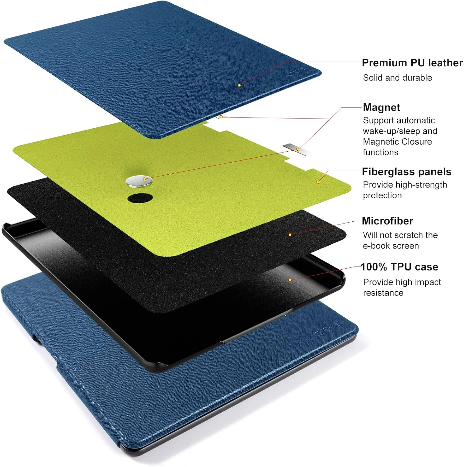 CoBak Case for Kindle Scribe - All New PU Leather Cover with Auto Sleep Wake Feature for Kindle Scribe 10.2" 2022 & 2024 Released with Pen Holder