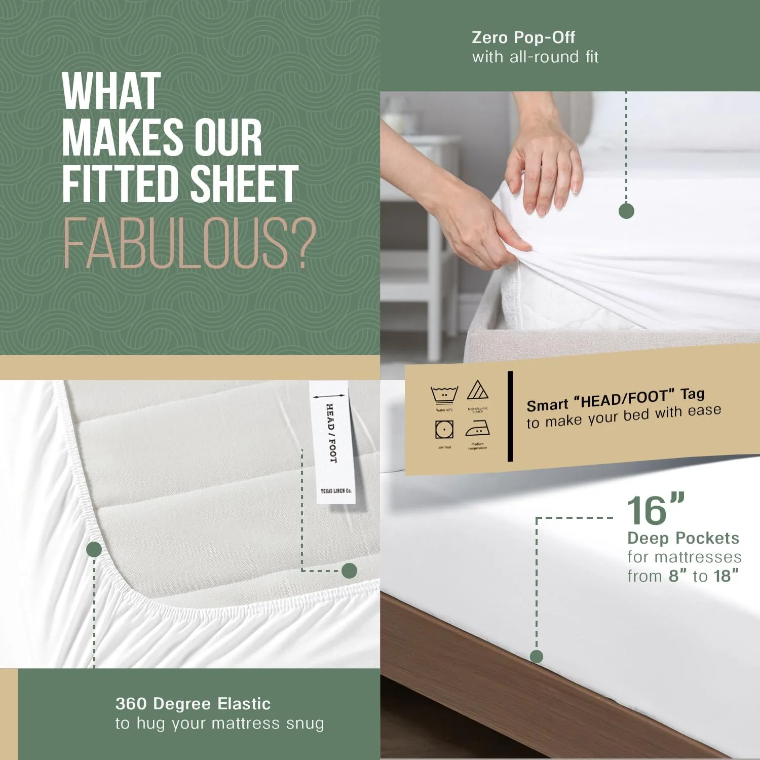 TEXAS LINEN CO. 100% Organic Cotton Sheets King Size - 4 PC Organic Cotton King Percale Weave Sheet Set, Soft, Cooling, Crisp & Breathable, 16" Deep Pocket Hotel Quality Bedding Set - Dark Grey