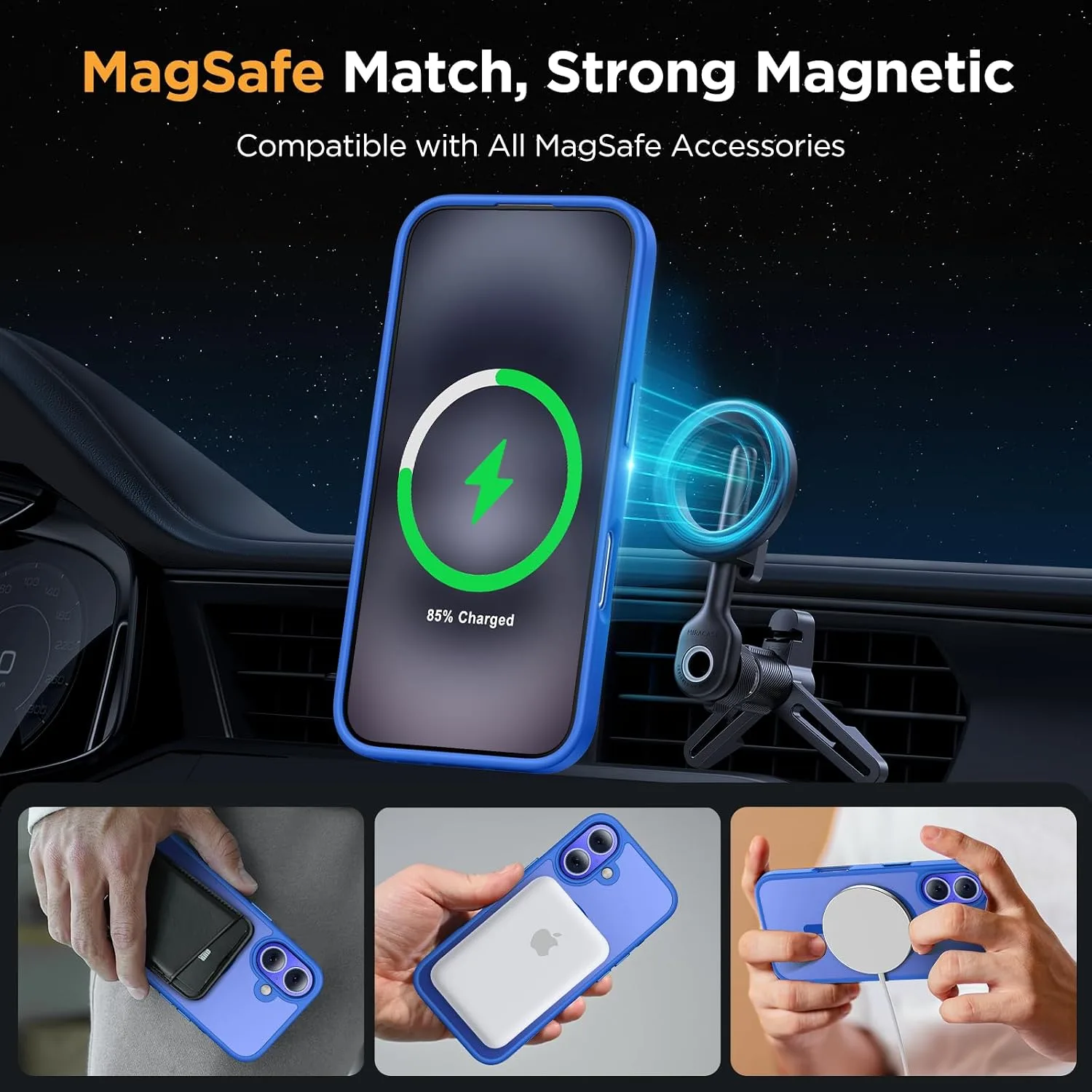 Miracase Magnetic Series for iPhone 16 Case [Compatible with MagSafe] Military-Grade Protection, Anti-Fingerprint, Slim Phone Case for iPhone 16 6.1 inch - Sea Blue
