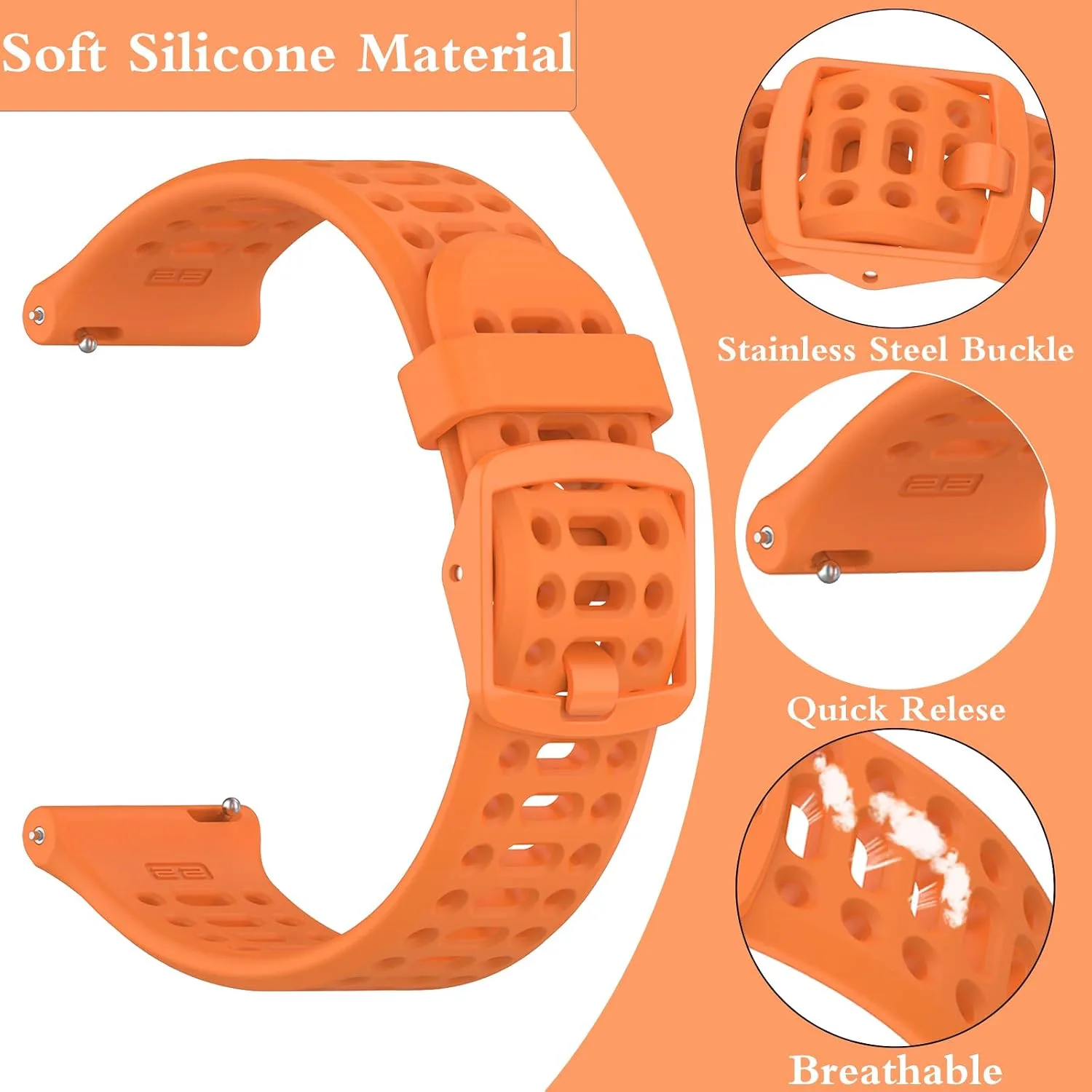 20mm 22mm Sport Silicone Bands for COROS PACE 4/3/APEX 2 Pro/PACE 2
