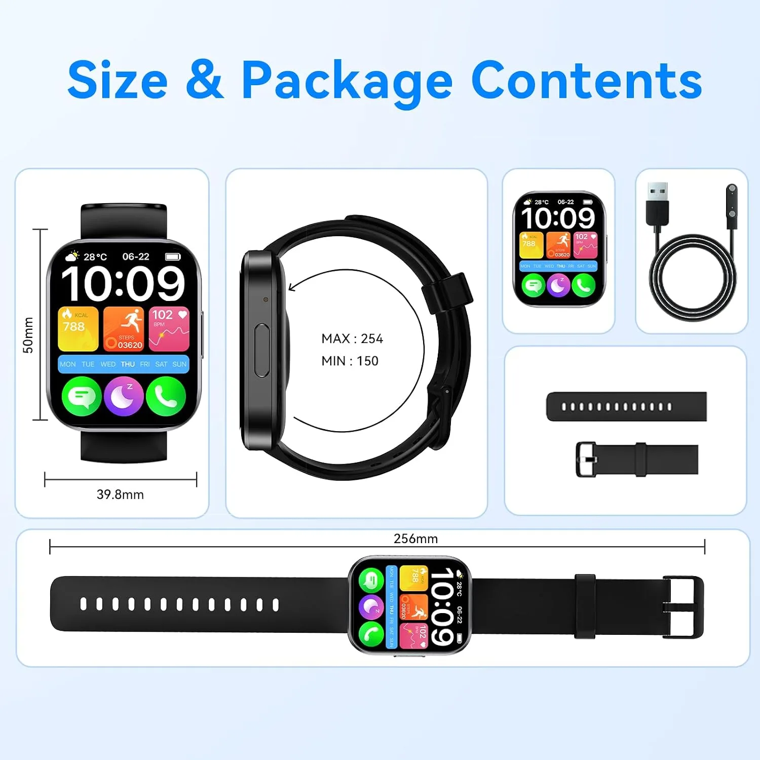 Smart Watch for Men Women, 1.91"HD Smartwatch with Bluetooth Answer/Call