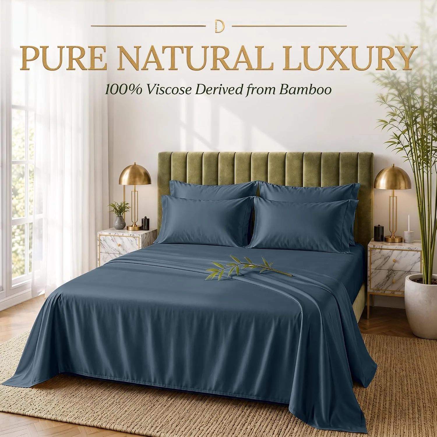 DECOLURE 100% Viscose from Bamboo Sheets King Size | 6 Pc Cooling Bed Set