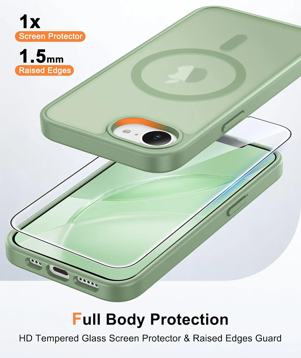 FNTCASE for iPhone 17e / 16e Case Fit for MagSafe Light Green