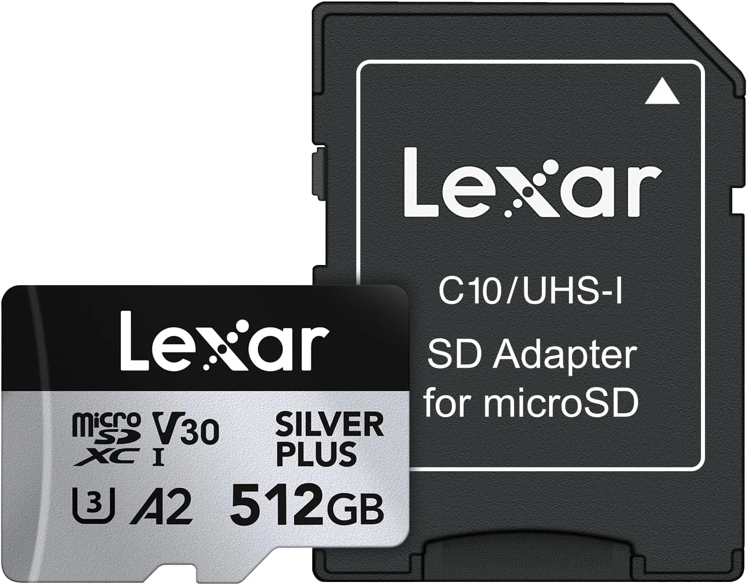 Lexar 512GB Silver Plus Micro SD Card, 205MB/s Read, 4K, V30, UHS-I